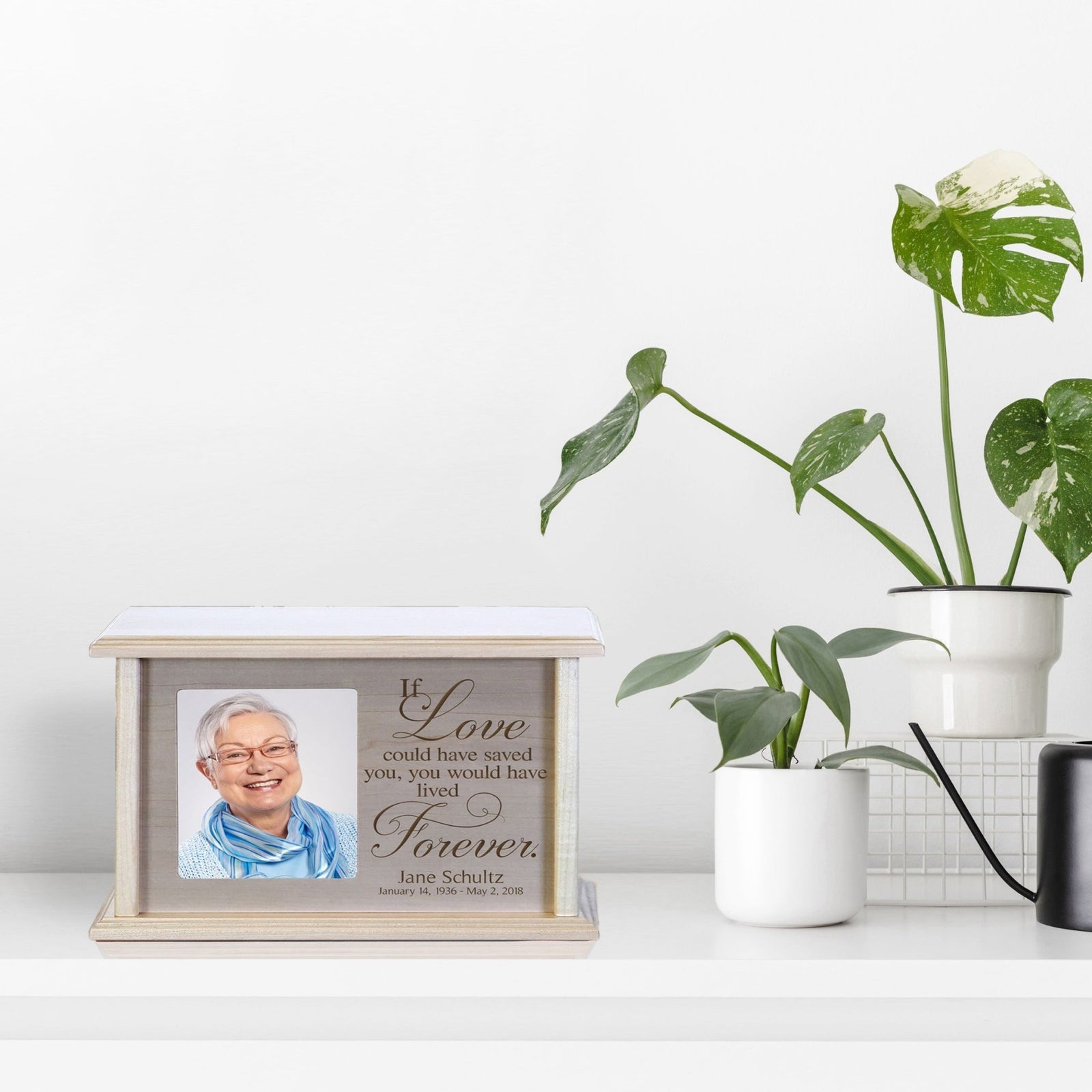 Personalized Wooden Memorial Photo Cremation Urn Box For Adult Ashes - If Love Could Have Saved - LifeSong Milestones