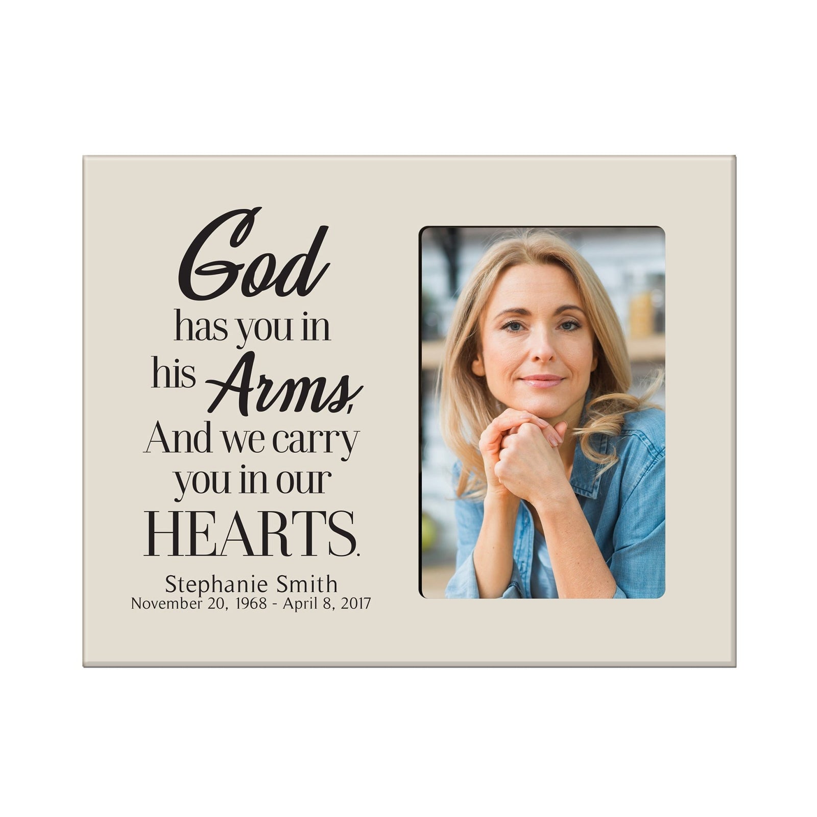Personalized Wooden Memorial Picture Frame 8x10 holds 4x6 photo God Has You - LifeSong Milestones