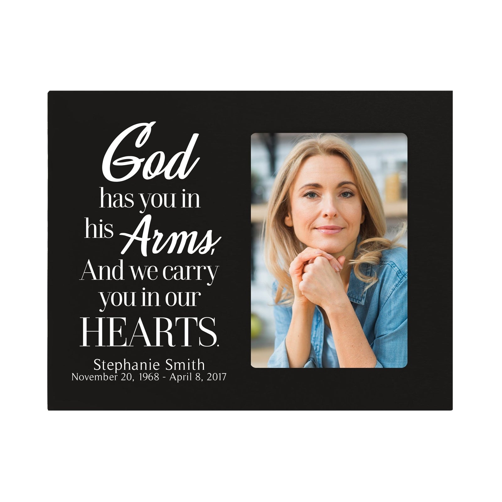 Personalized Wooden Memorial Picture Frame 8x10 holds 4x6 photo God Has You - LifeSong Milestones