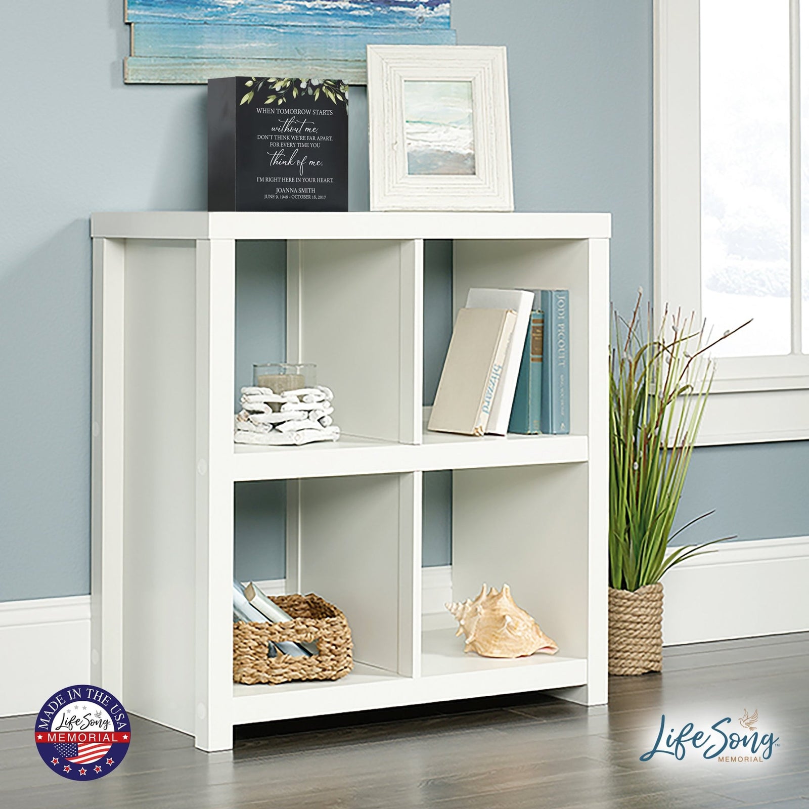 Personalized Wooden Memorial Shadow Box Urn for Human Ashes - When Tomorrow Starts - LifeSong Milestones