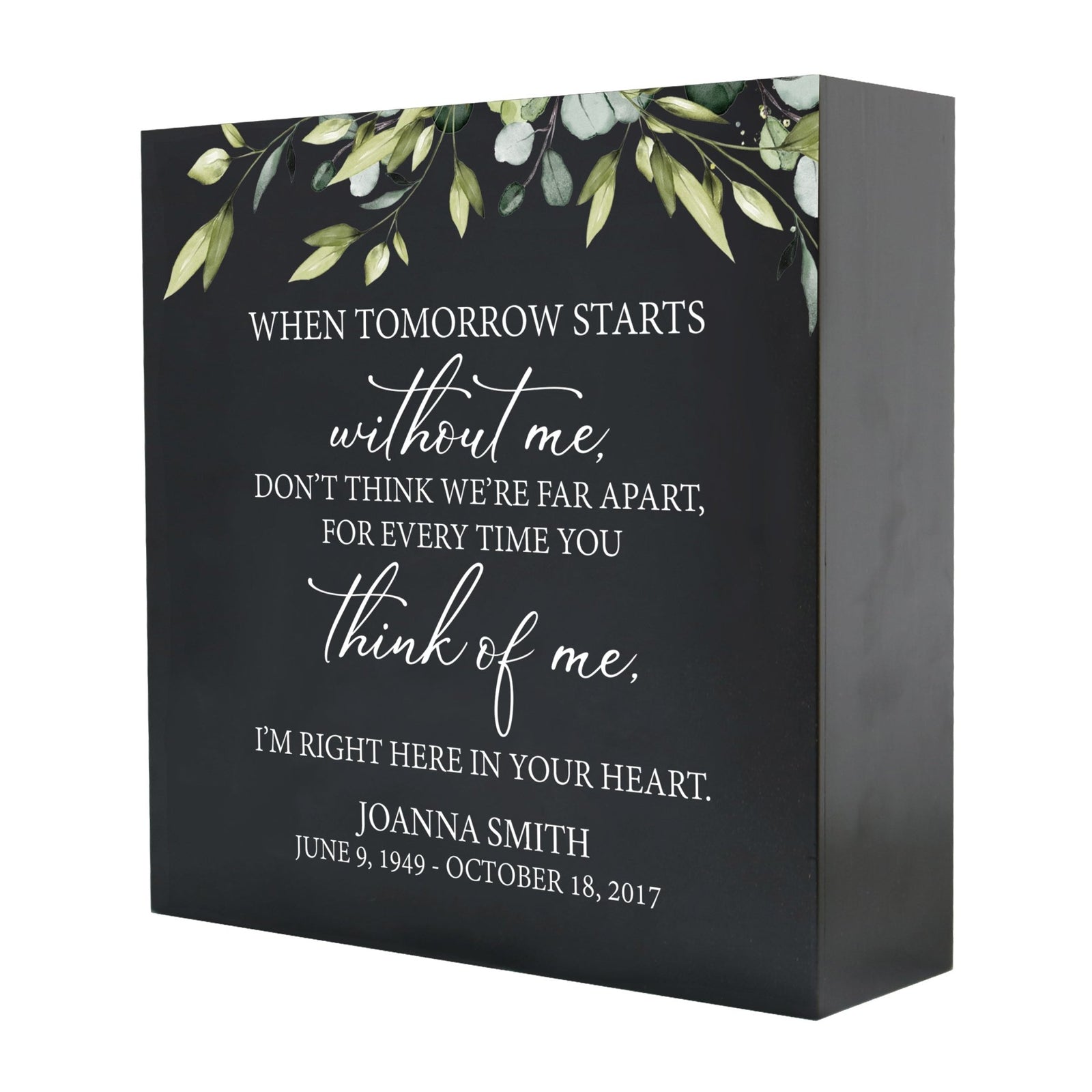 Personalized Wooden Memorial Shadow Box Urn for Human Ashes - When Tomorrow Starts - LifeSong Milestones