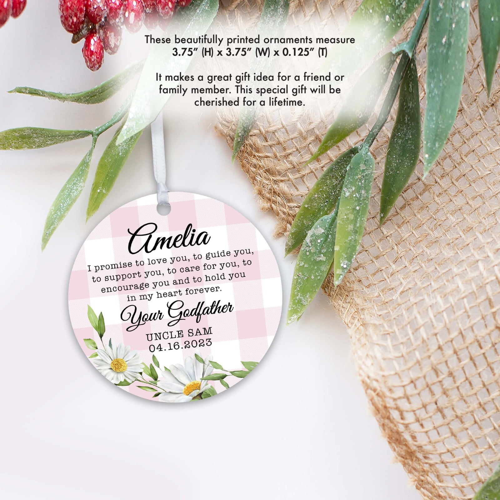 Unique baptism ornament gifts for Goddaughter