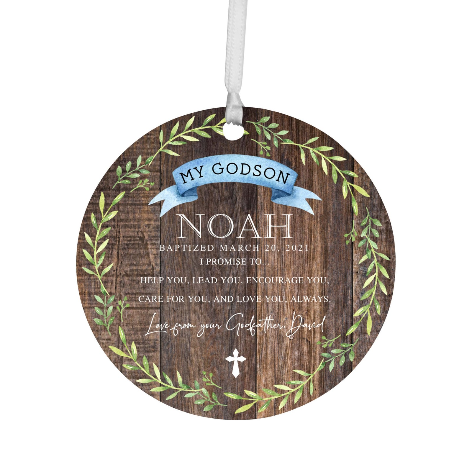 Unique baptism ornament gifts for Godson