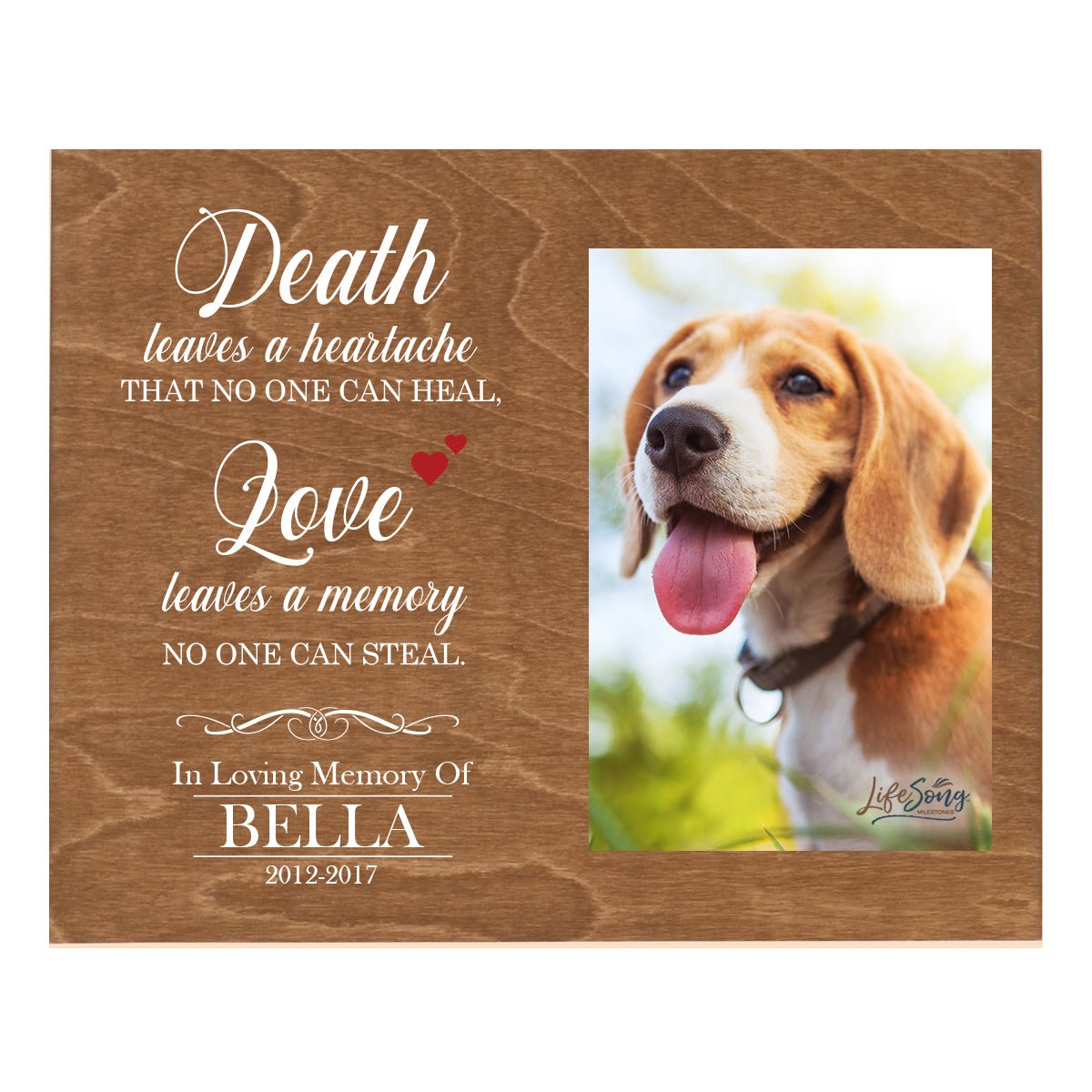 Personalized Wooden Pet Memorial Wall Plaque Death Leaves A Heartache 8x10 - LifeSong Milestones