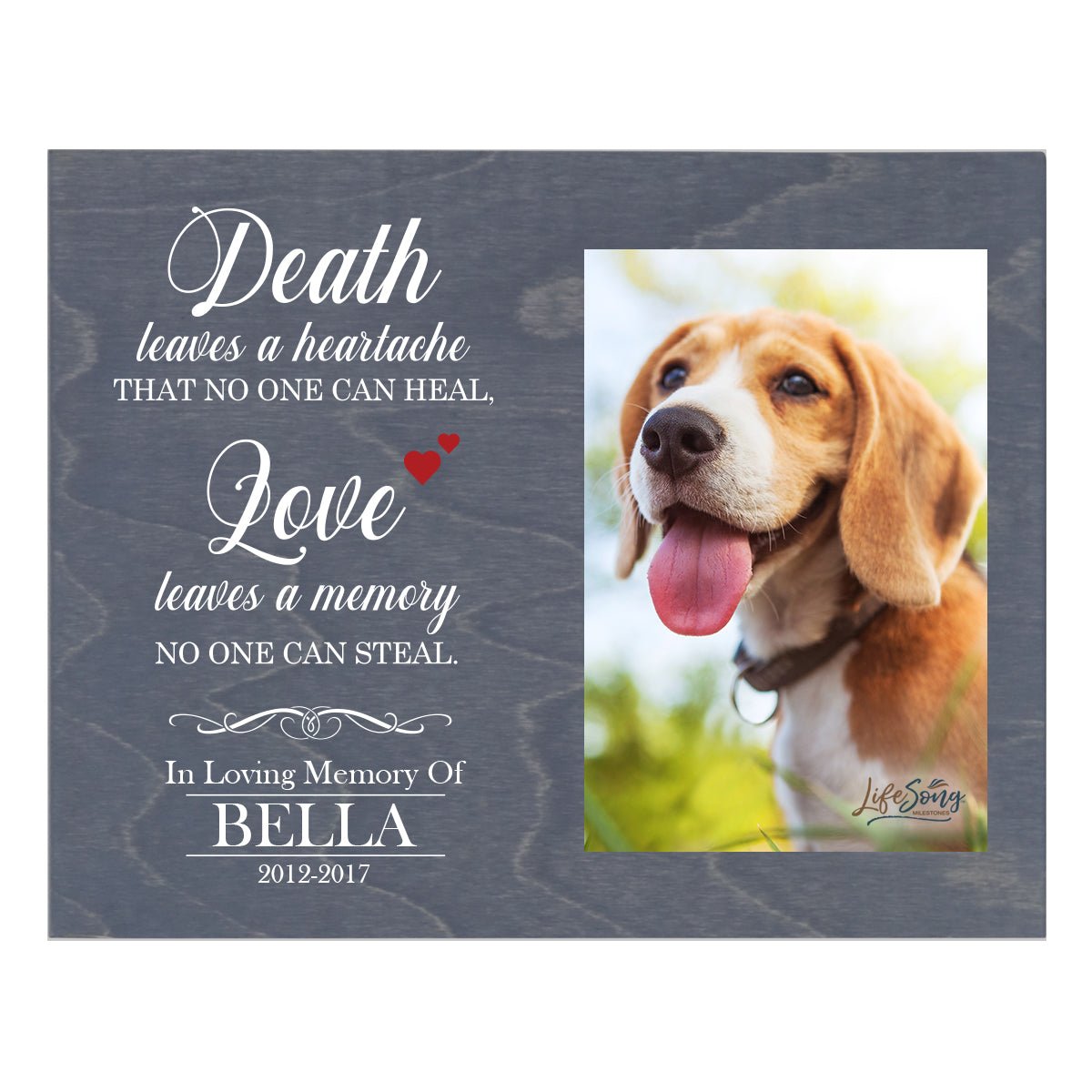 Personalized Wooden Pet Memorial Wall Plaque Death Leaves A Heartache 8x10 - LifeSong Milestones