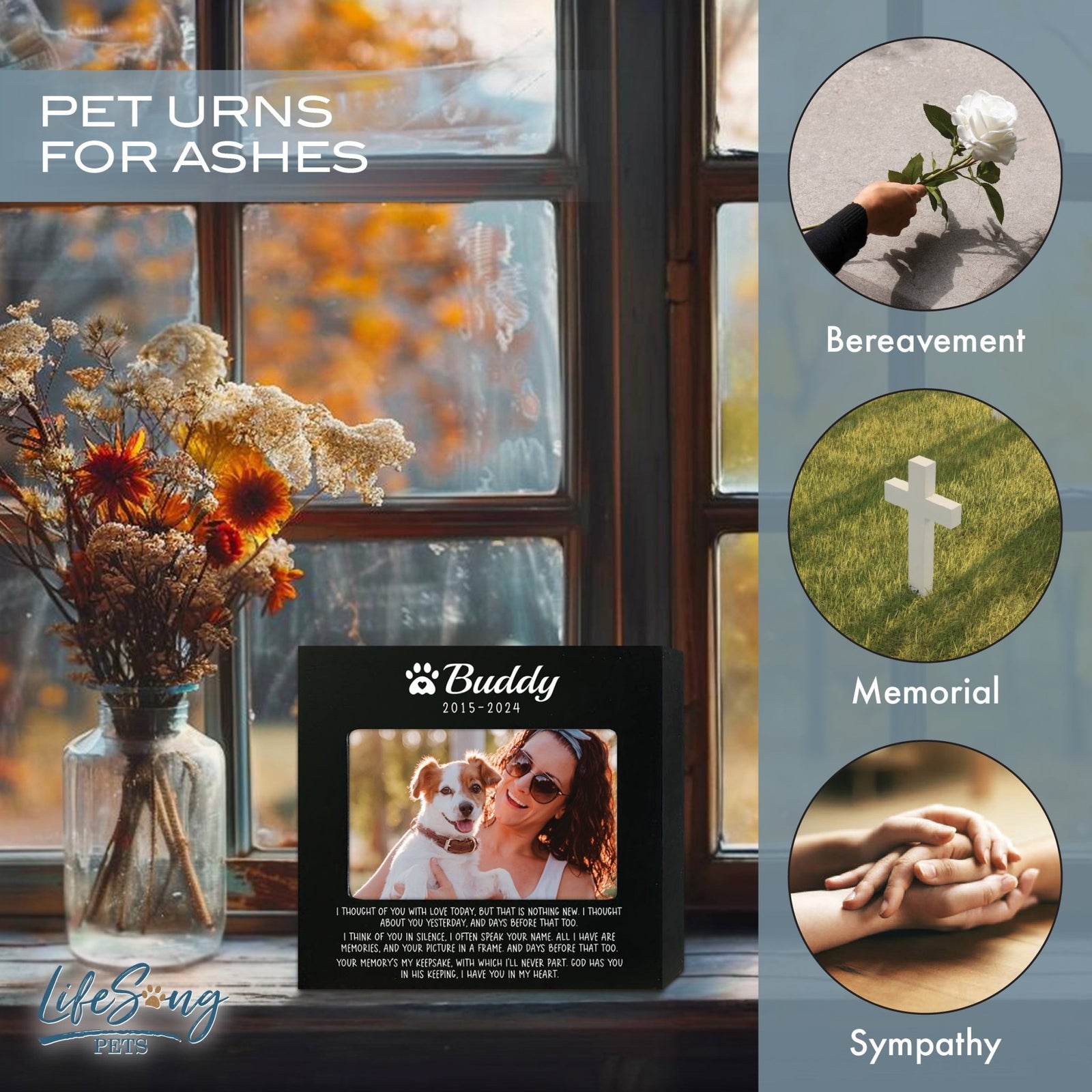 Personalized Wooden Pet Urn with Photo – Handcrafted Pet Remembrance Urn for Dogs & Cats - I Thought Of You - LifeSong Milestones