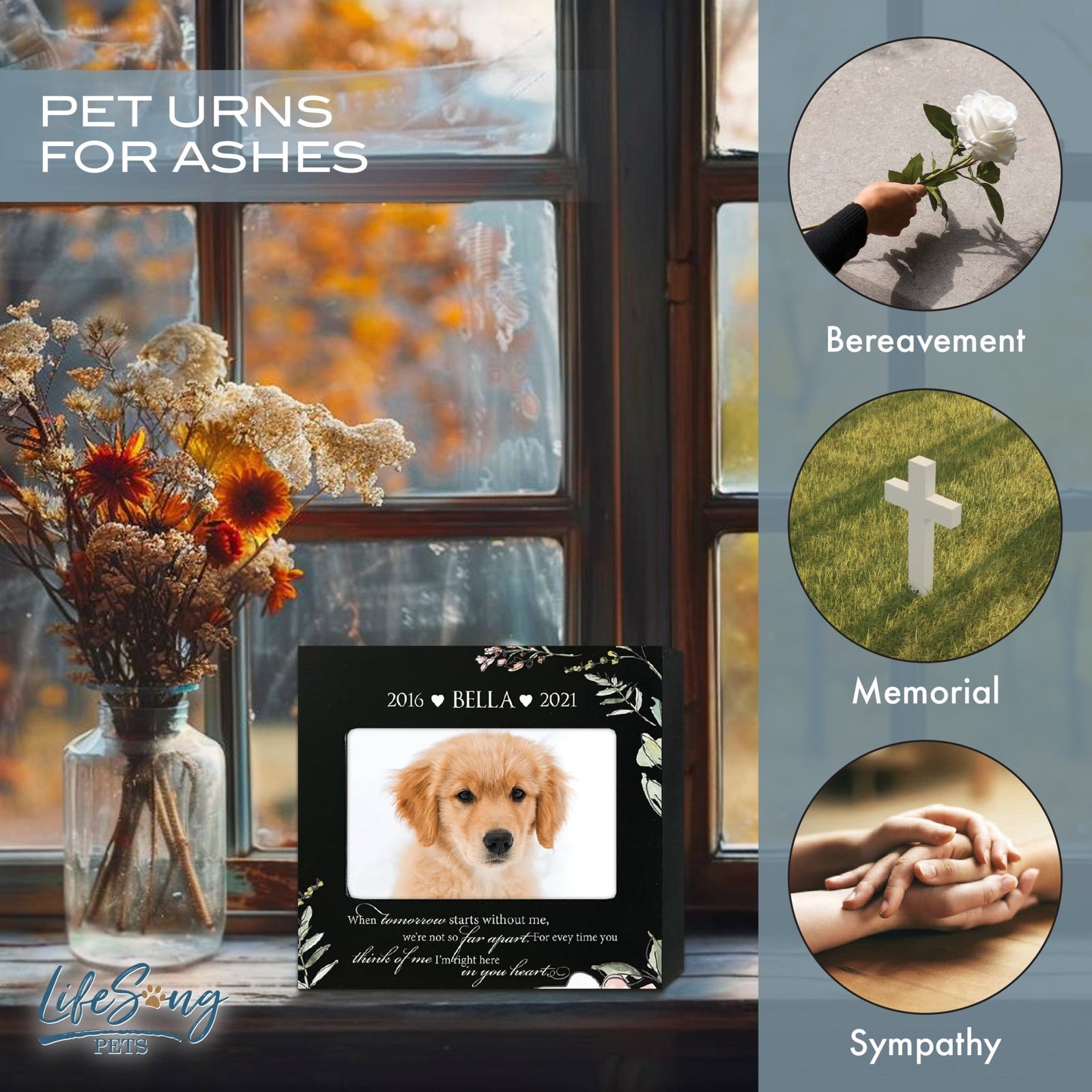 Personalized Wooden Pet Urn with Photo – Handcrafted Pet Remembrance Urn for Dogs & Cats - When Tomorrow Starts - LifeSong Milestones