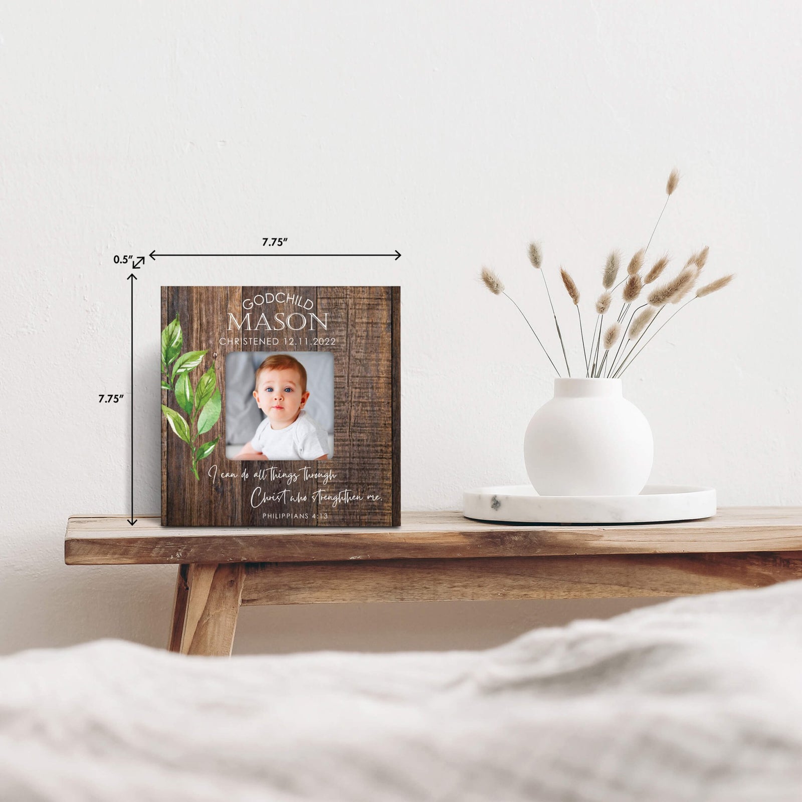 Personalized Wooden Picture Frame for Godchild - LifeSong Milestones