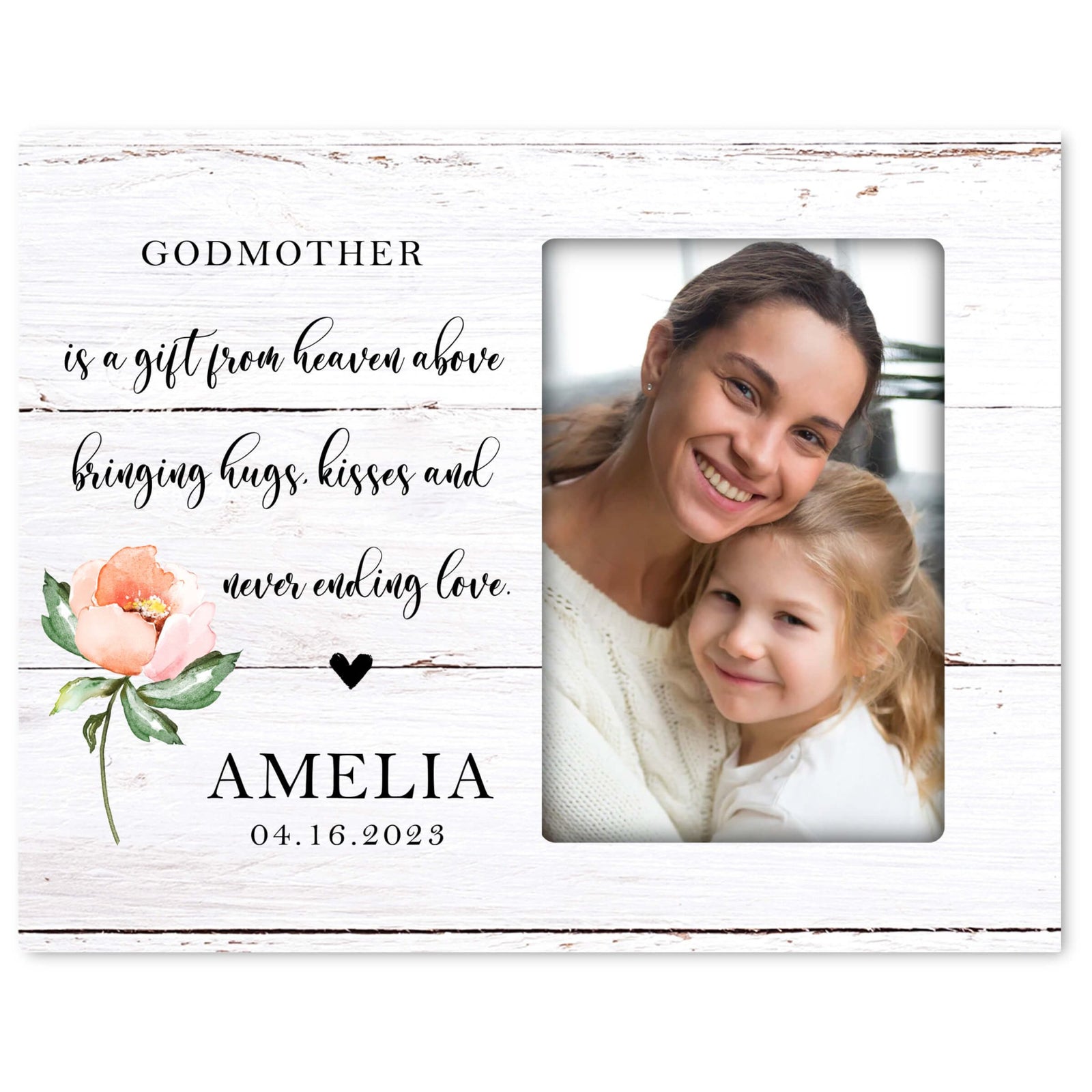 Personalized Wooden Picture Frame for Godmother - LifeSong Milestones