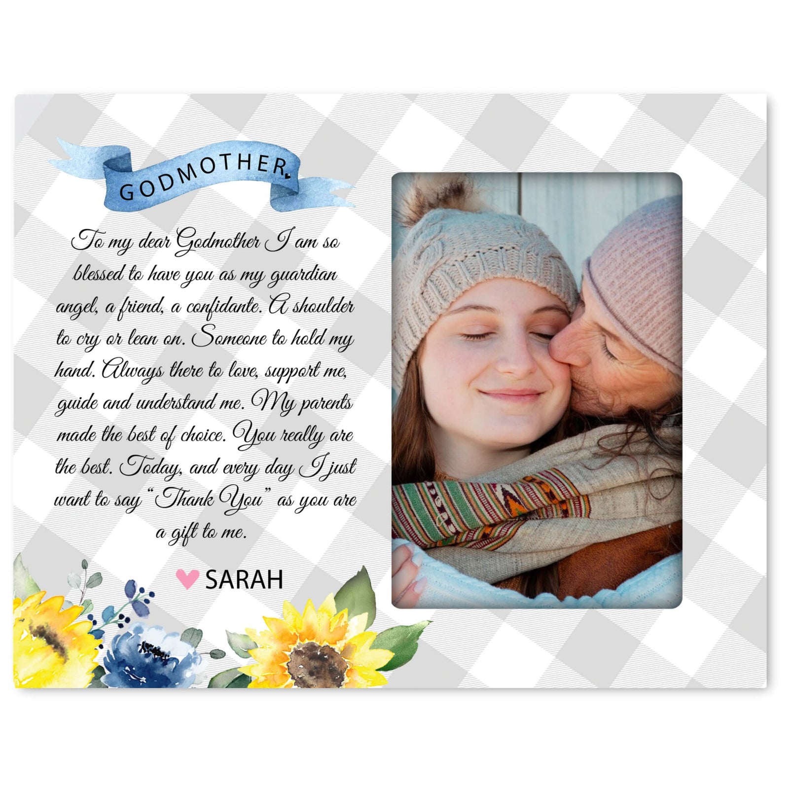 Personalized Wooden Picture Frame for Godmother - LifeSong Milestones