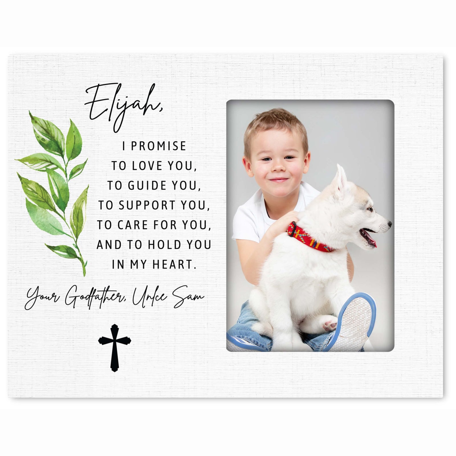 Personalized Wooden Picture Frame for Godson - LifeSong Milestones