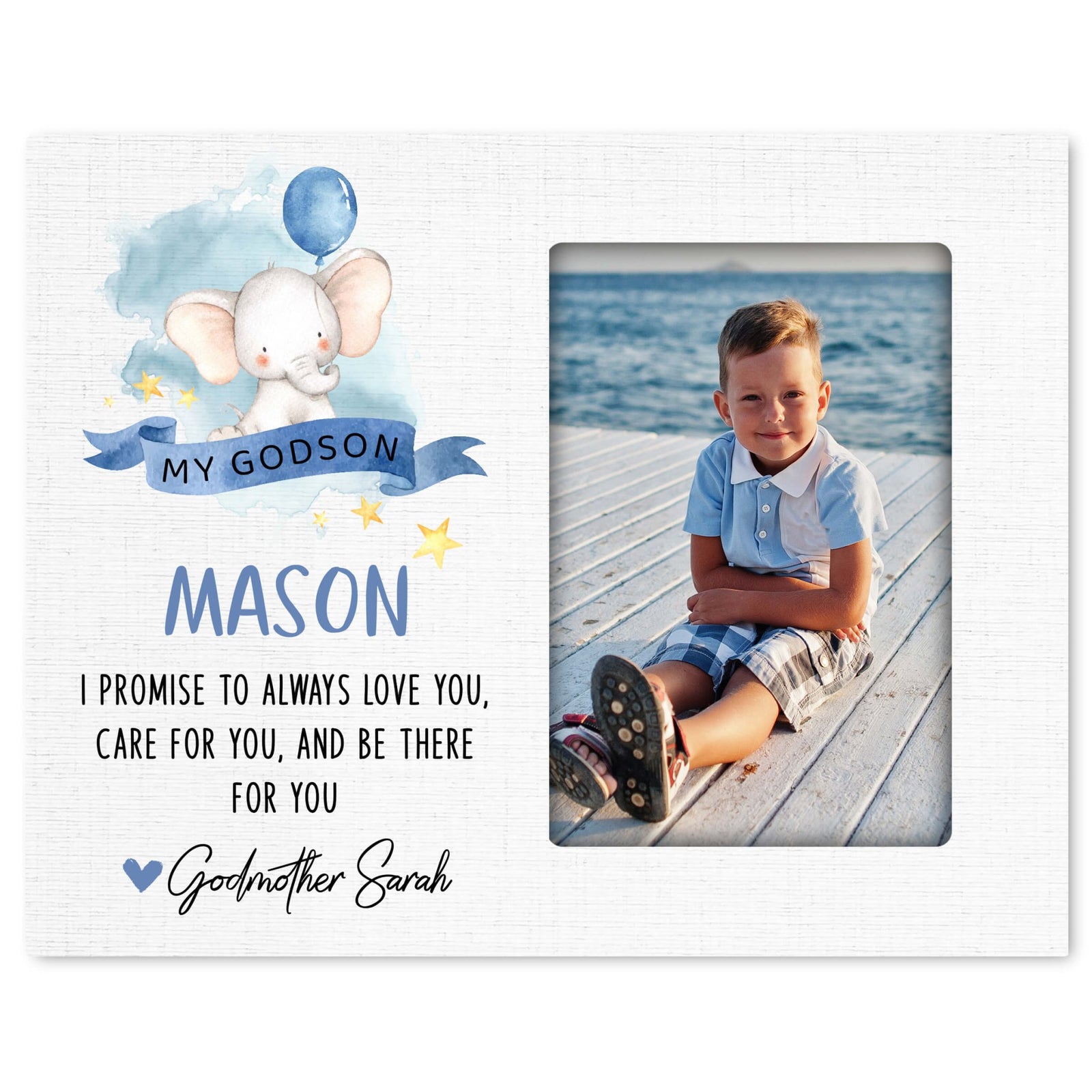 Personalized Wooden Picture Frame for Godson - LifeSong Milestones