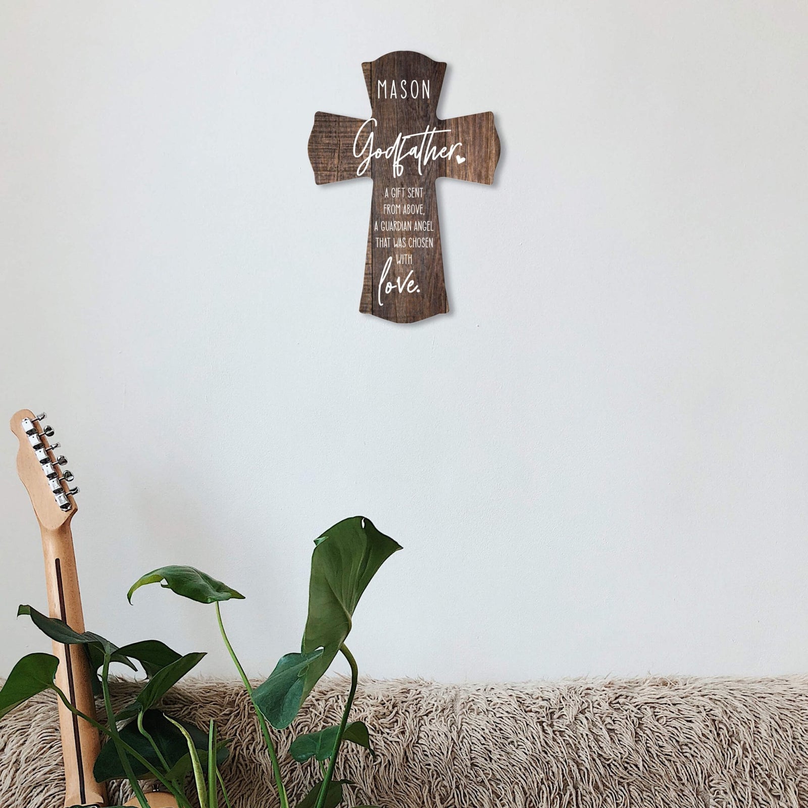Personalized Wooden Wall Cross for Godfather - LifeSong Milestones