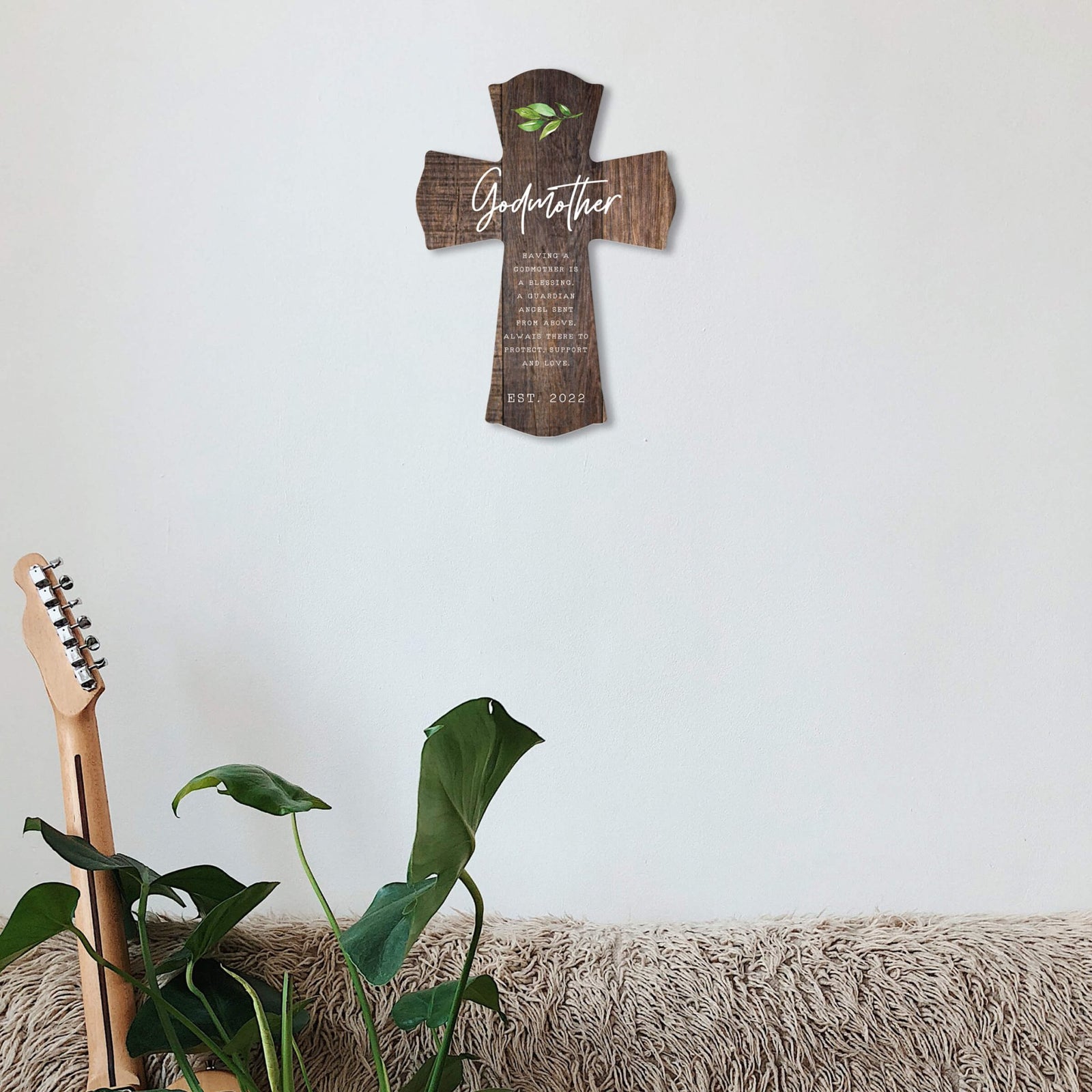 Personalized Wooden Wall Cross for Godmother - LifeSong Milestones