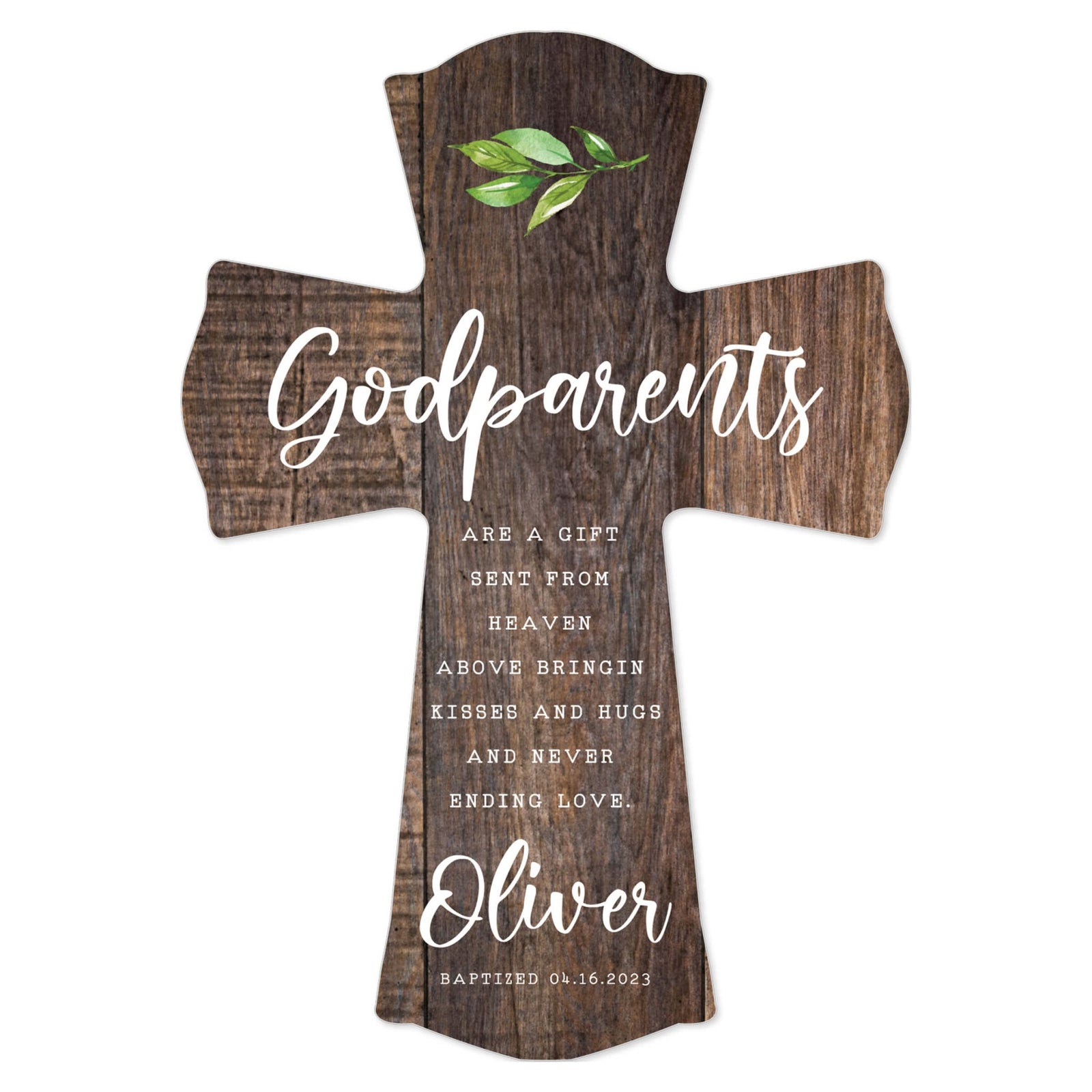 Personalized Wooden Wall Cross for Godparents - LifeSong Milestones