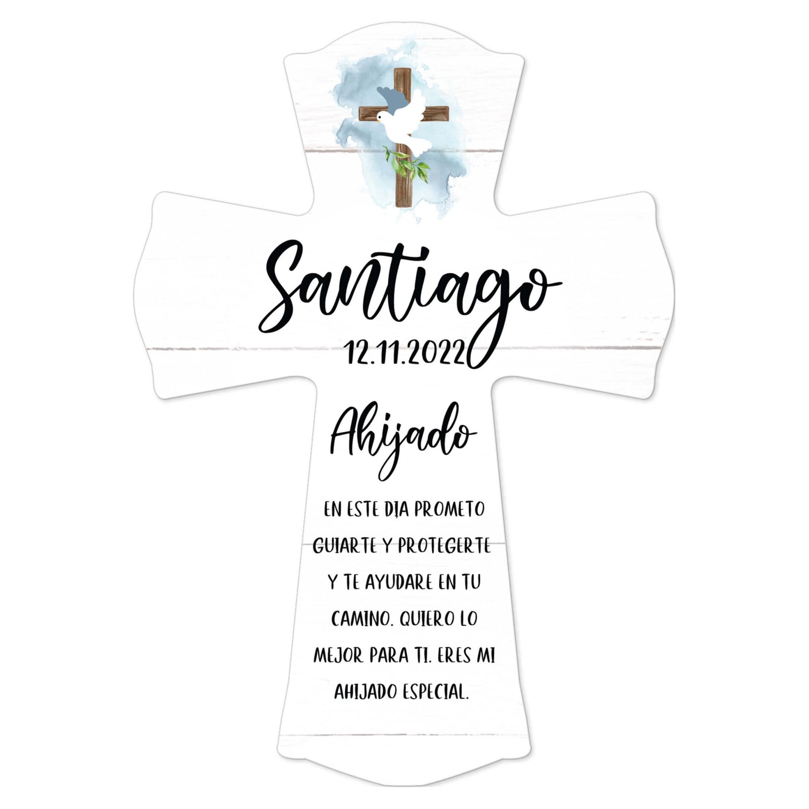 Personalized Wooden Wall Cross for Godson - LifeSong Milestones
