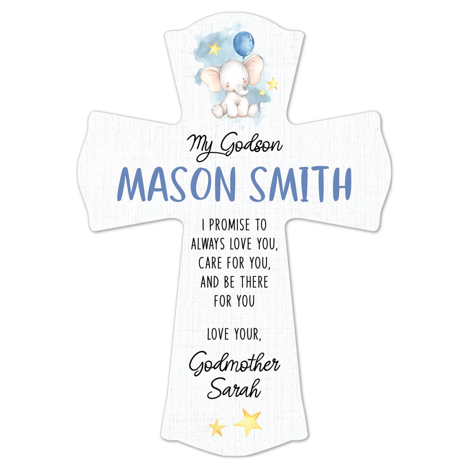 Personalized Wooden Wall Cross for Godson - LifeSong Milestones