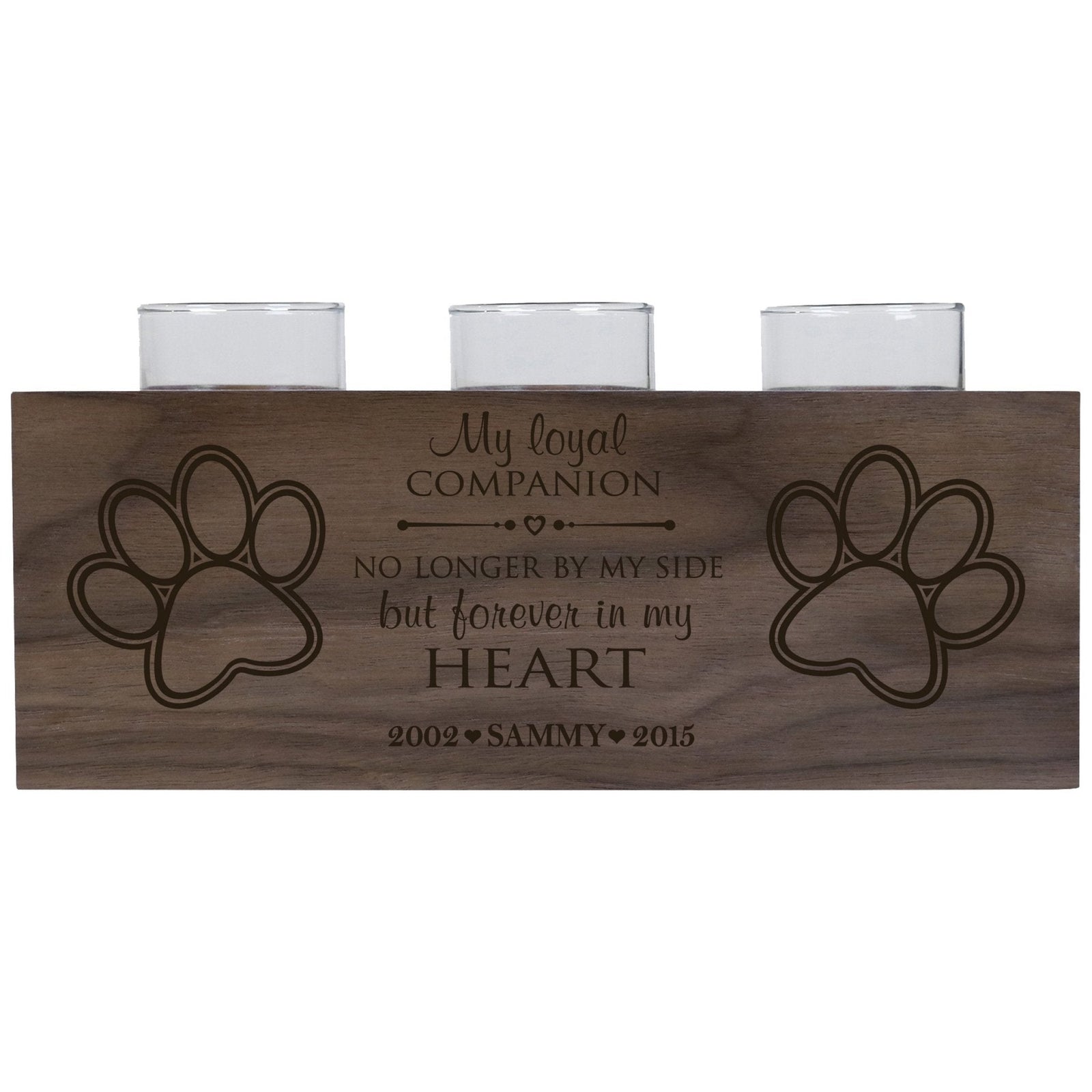 Pet Memorial 3-Hole Candle Holder - My Loyal Companion - LifeSong Milestones