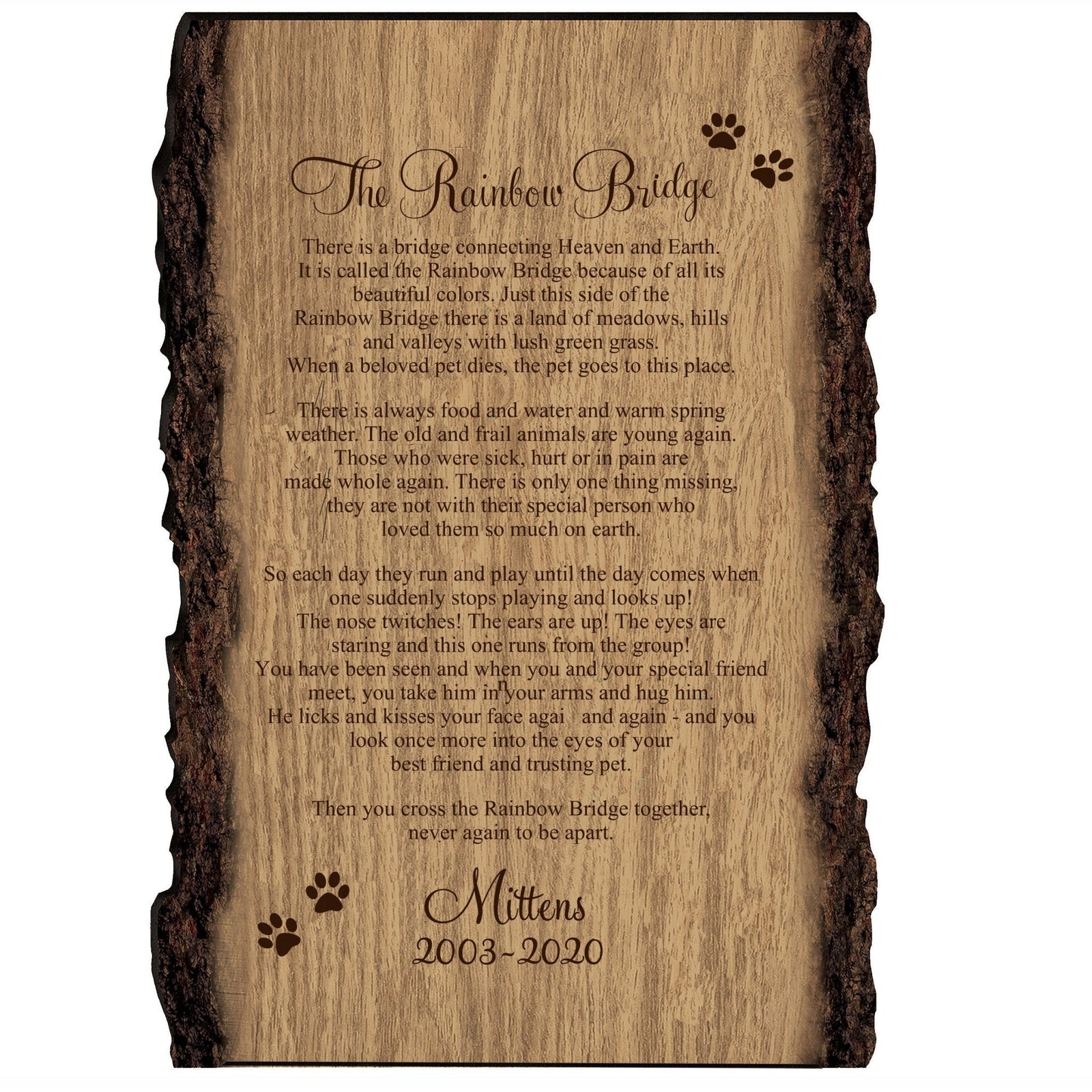 Pet Memorial Barky Wall Plaque Décor - The Rainbow Bridge - LifeSong Milestones