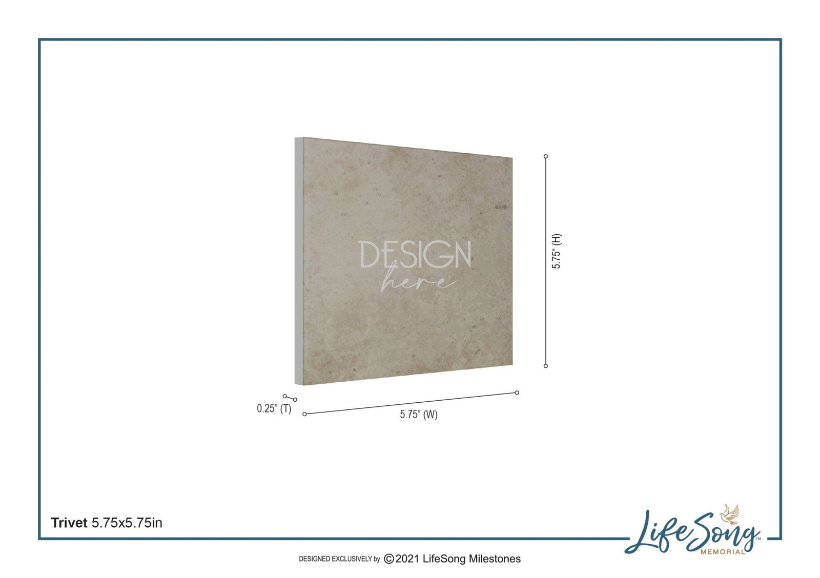 Pet Memorial Ceramic Tile Trivet - No Longer By My Side - LifeSong Milestones