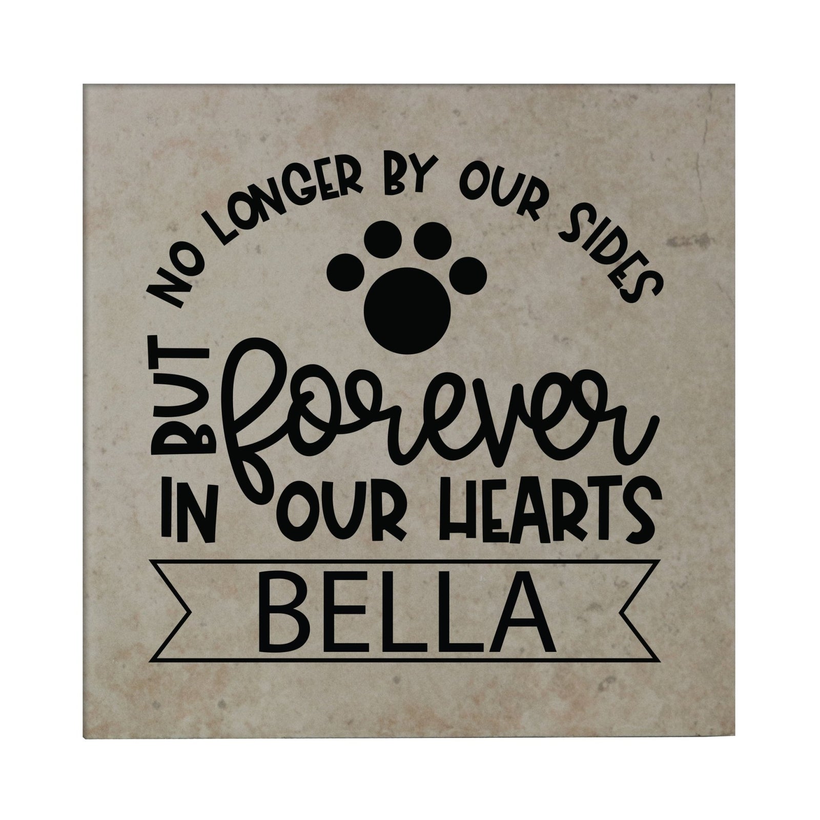 Pet Memorial Ceramic Tile Trivet - No Longer By Our Sides - LifeSong Milestones
