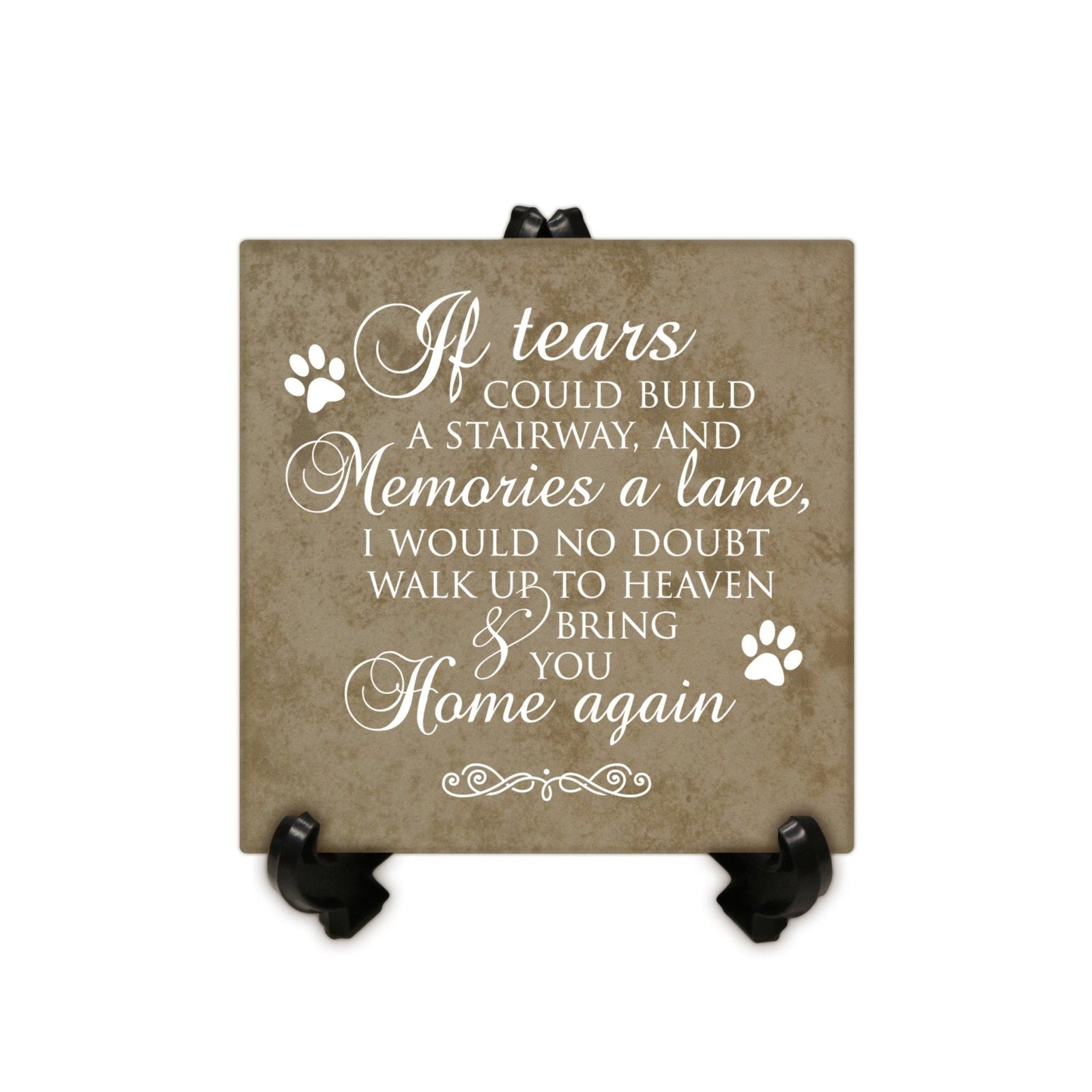 Pet Memorial Ceramic Trivet with Stand for Home Decor - Heaven Sent My Own - LifeSong Milestones