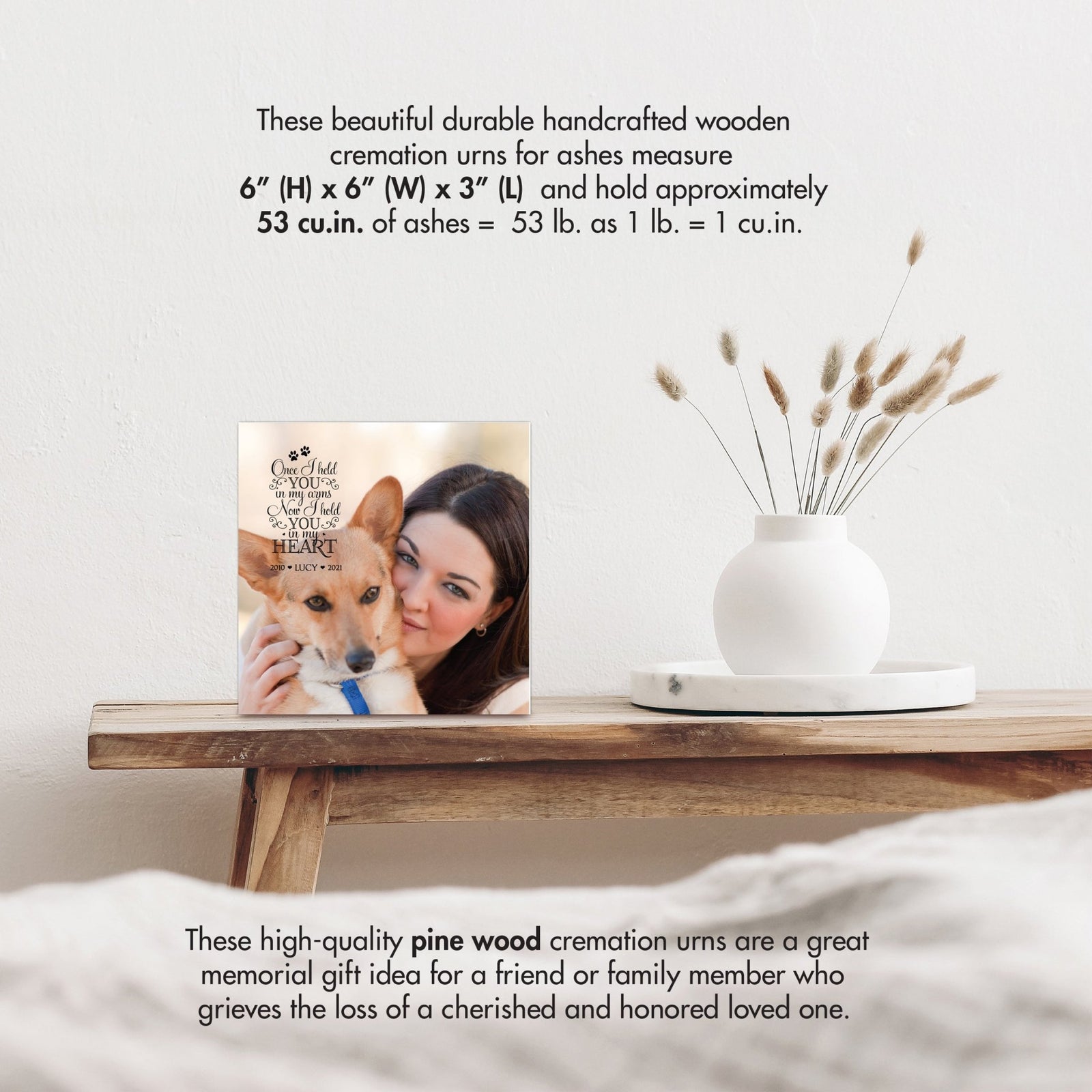 Pet Memorial Custom Photo Shadow Box Cremation Urn - Once I Held You In My Arms - LifeSong Milestones