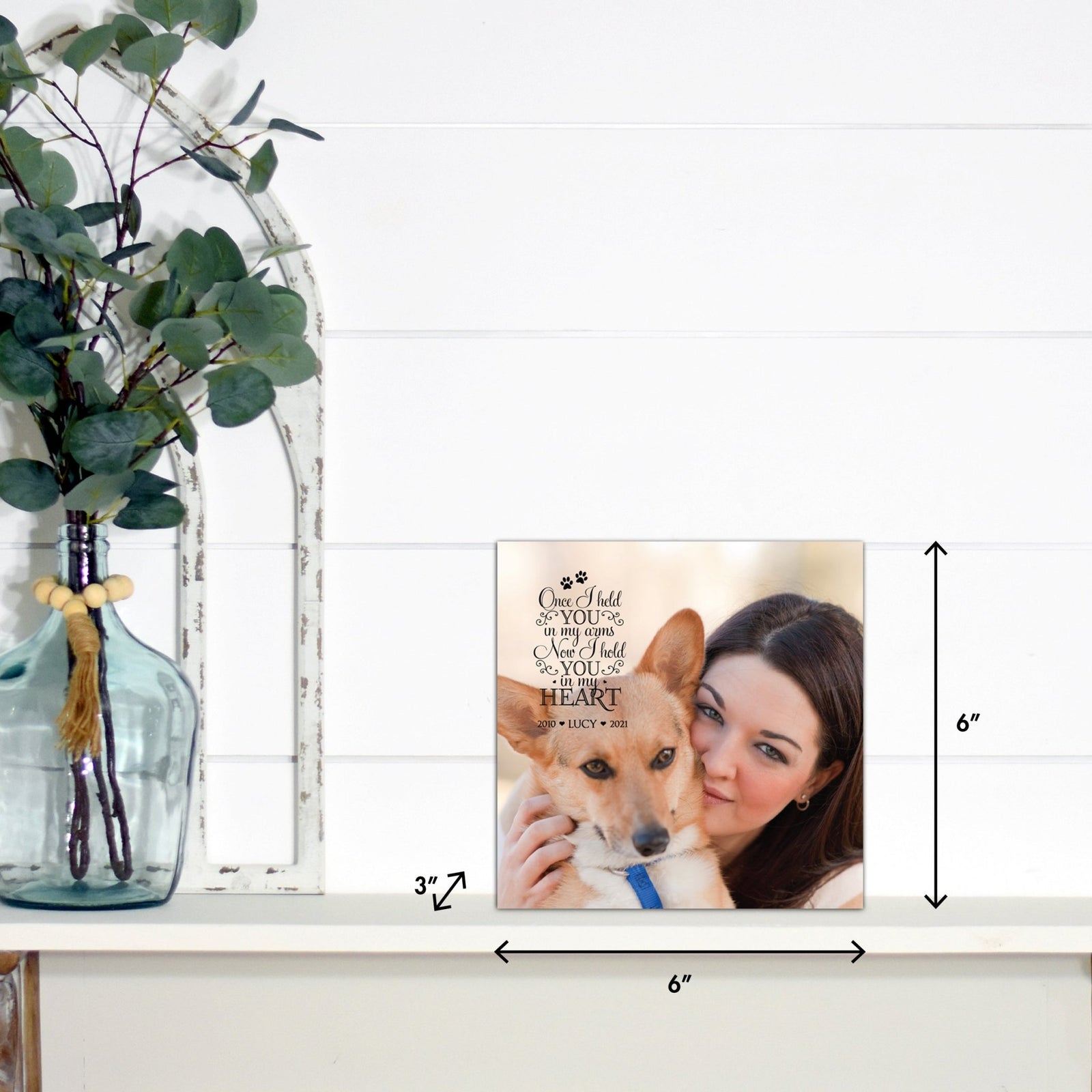 Pet Memorial Custom Photo Shadow Box Cremation Urn - Once I Held You In My Arms - LifeSong Milestones