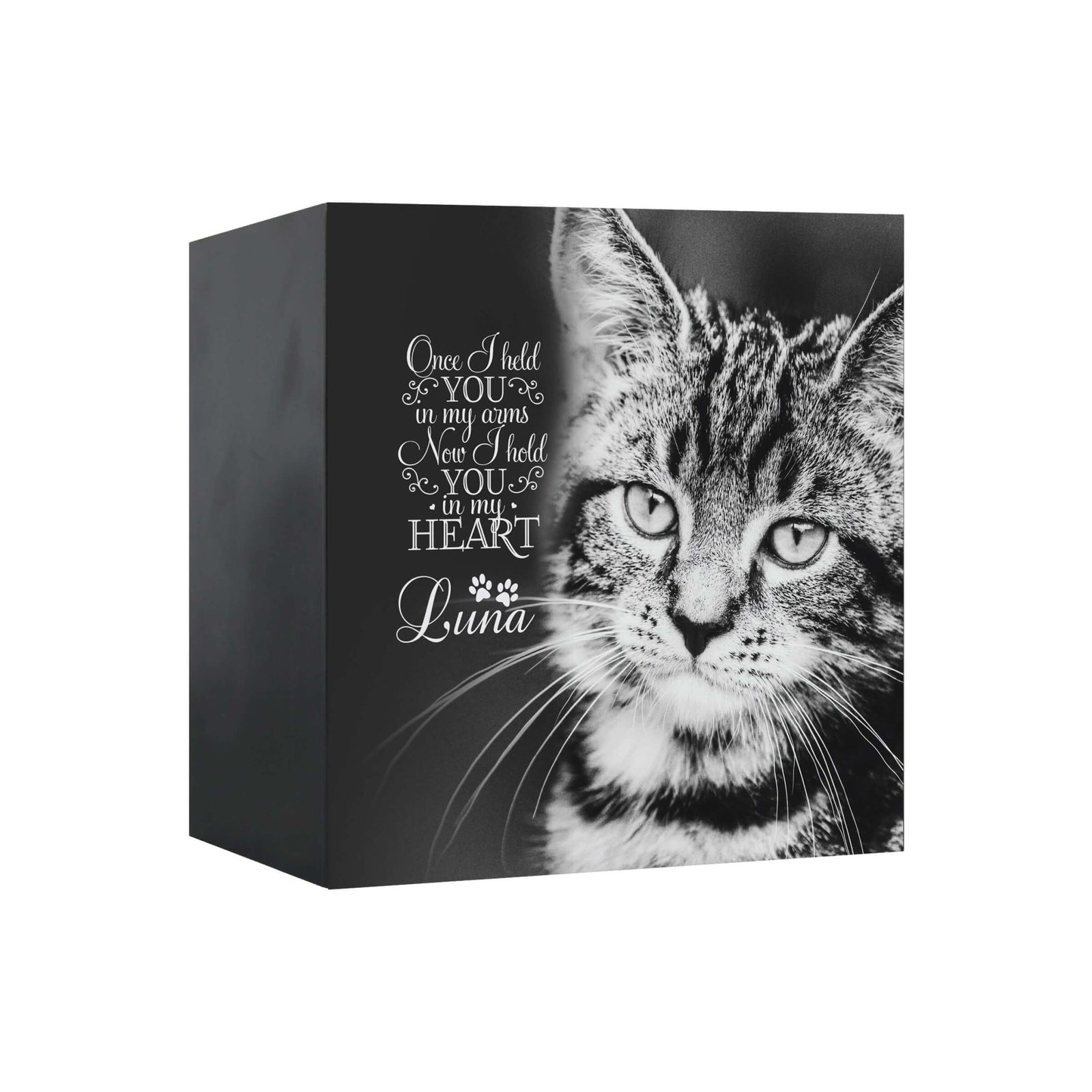 Pet Memorial Custom Photo Shadow Box Cremation Urn - Once I Held You In My Arms - LifeSong Milestones