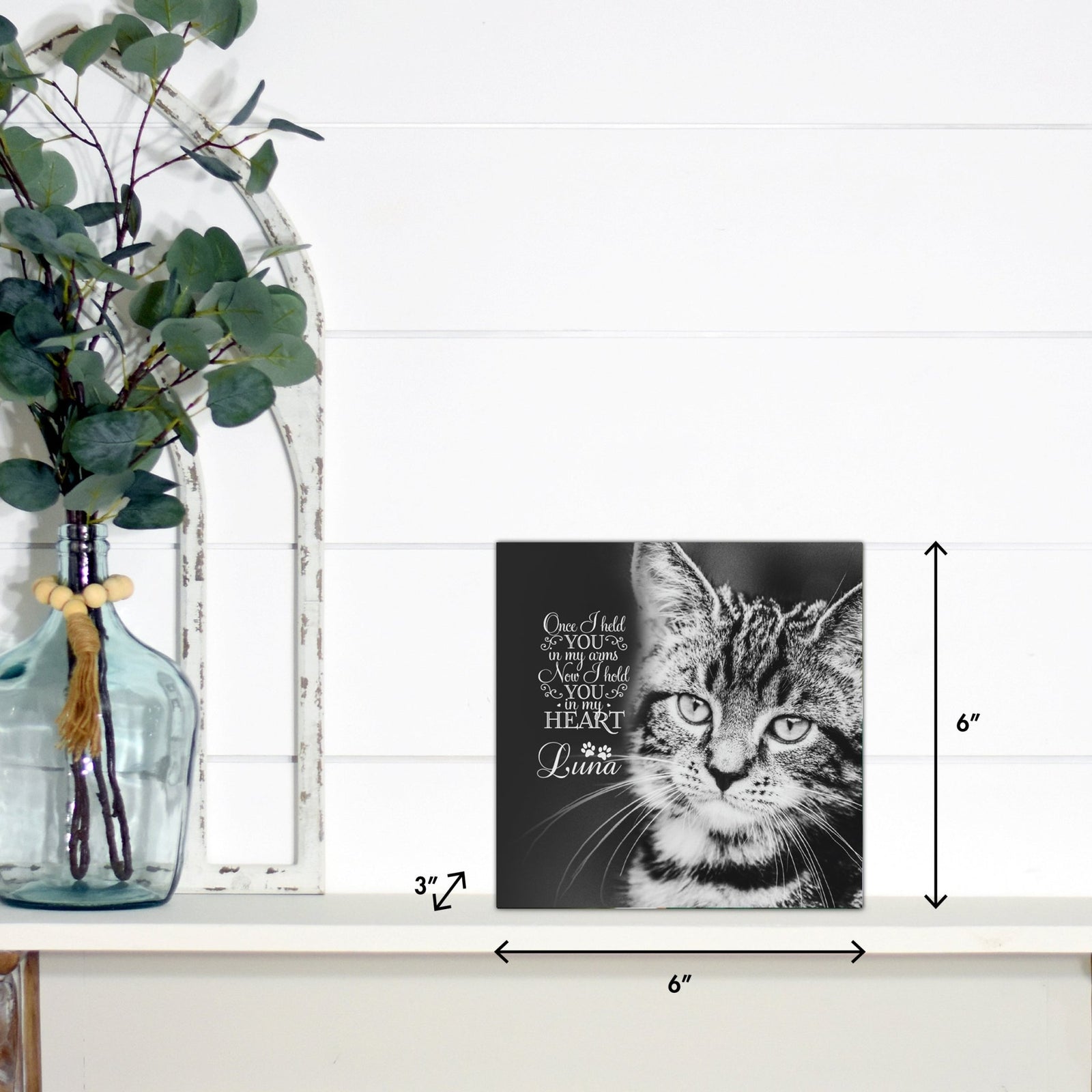 Pet Memorial Custom Photo Shadow Box Cremation Urn - Once I Held You In My Arms - LifeSong Milestones