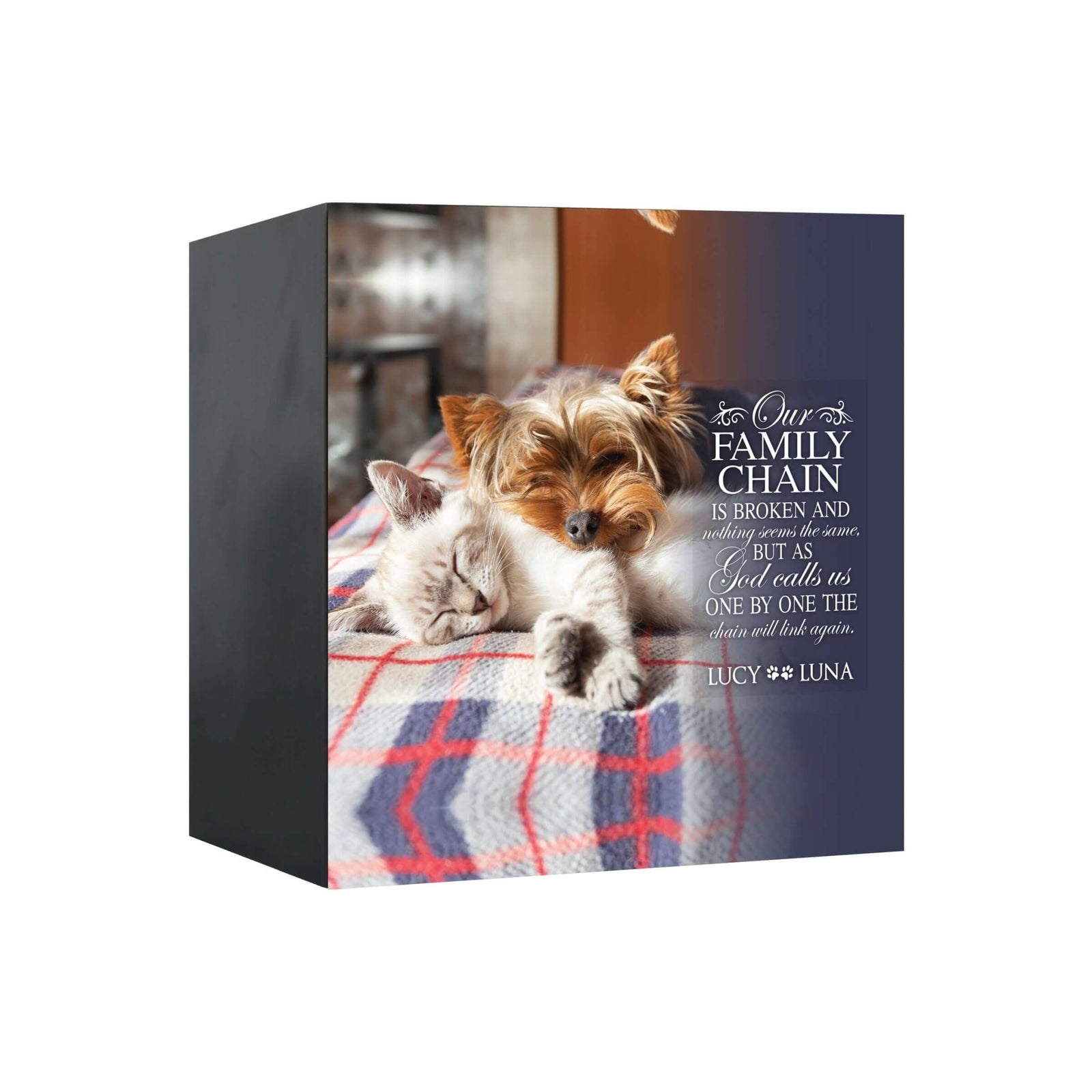 Pet Memorial Custom Photo Shadow Box Cremation Urn - Our Family Chain Is Broken - LifeSong Milestones