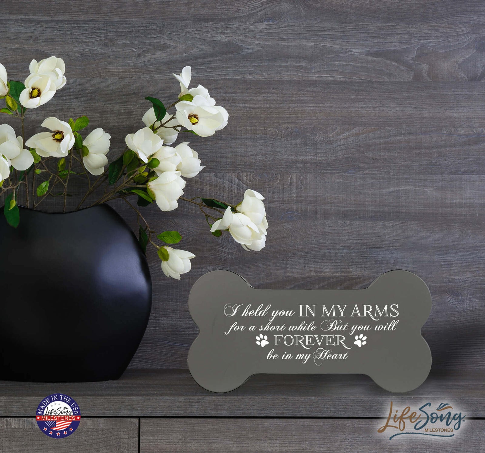 Pet Memorial Dog Bone Cremation Urn for Dog - I Held You In My Arms - LifeSong Milestones