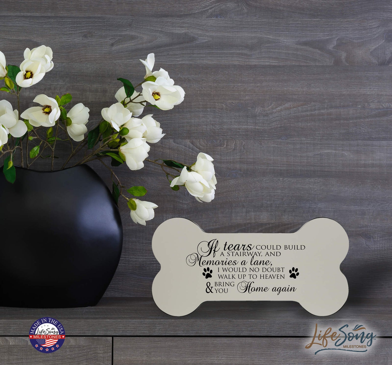 Pet Memorial Dog Bone Cremation Urn for Dog - If Tears Could Build A Stairway - LifeSong Milestones