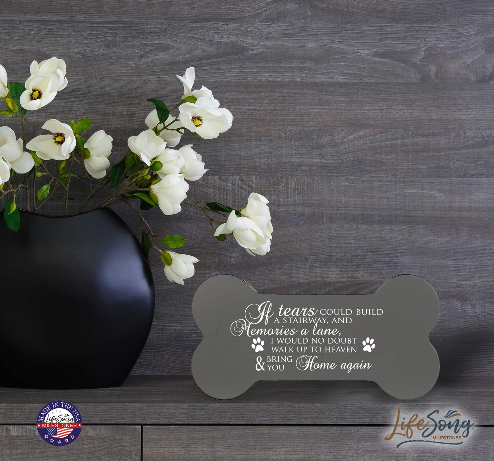 Pet Memorial Dog Bone Cremation Urn for Dog - If Tears Could Build A Stairway - LifeSong Milestones