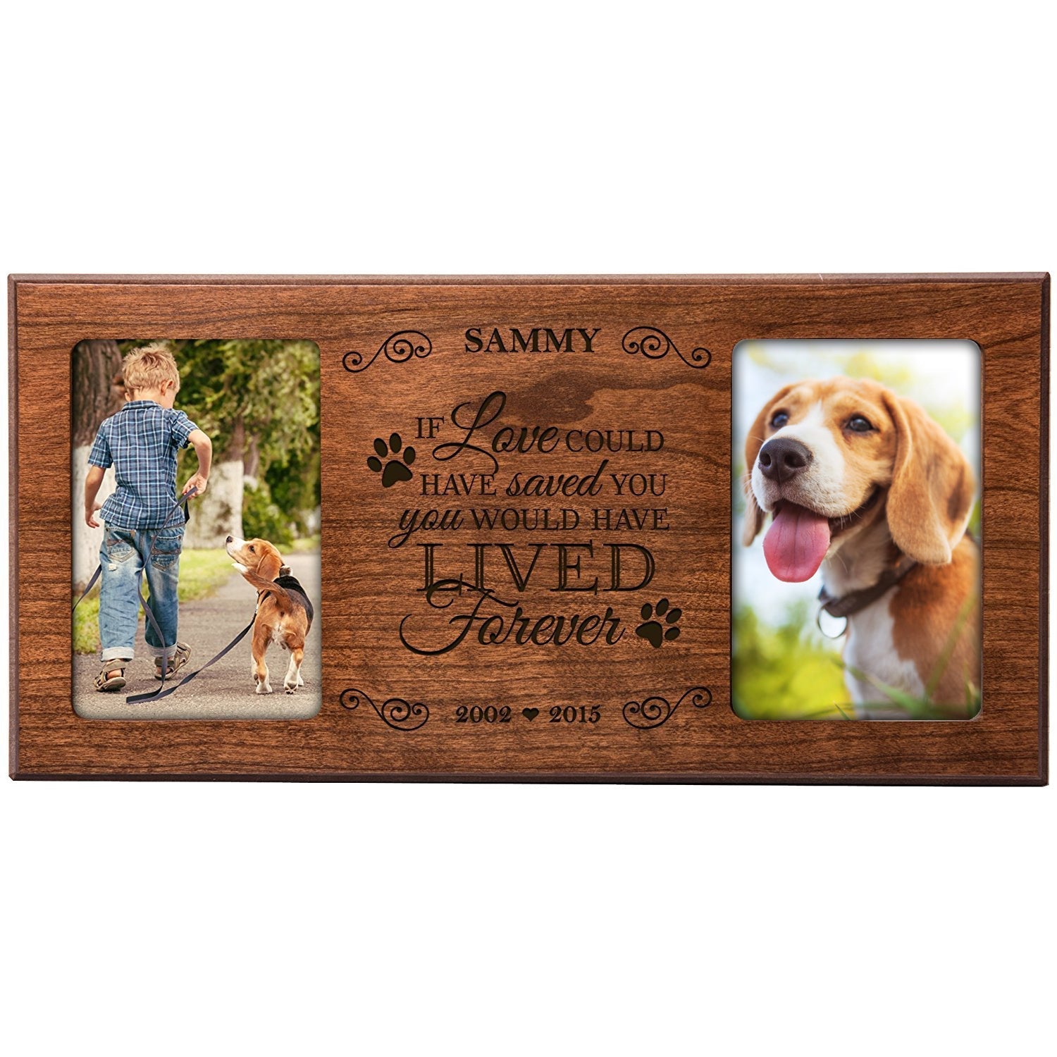 Pet Memorial Double Picture Frame - If Love Could Have Saved You - LifeSong Milestones