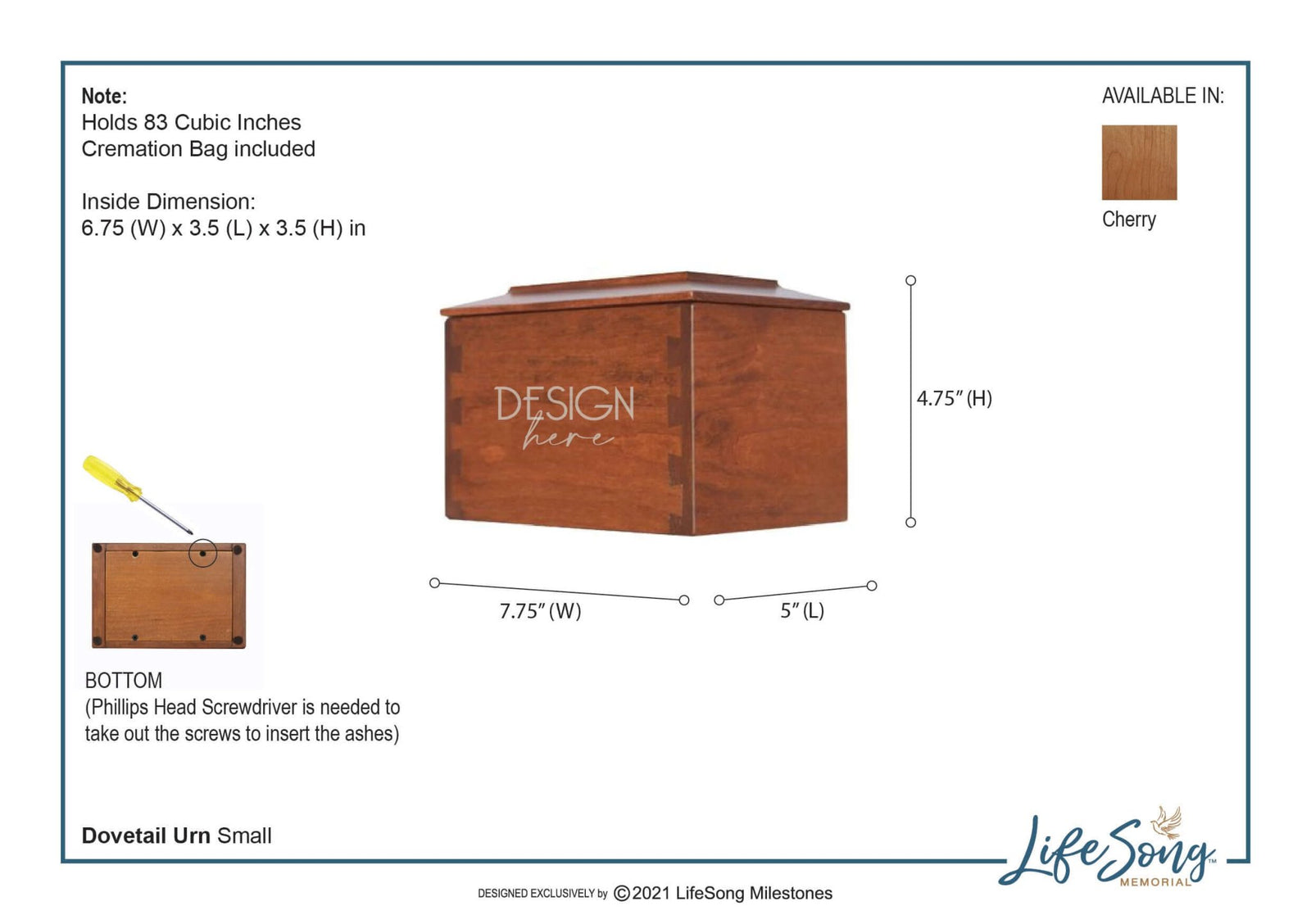 Pet Memorial Dovetail Cremation Urn Box for Dog or Cat - The Rainbow Bridge - LifeSong Milestones
