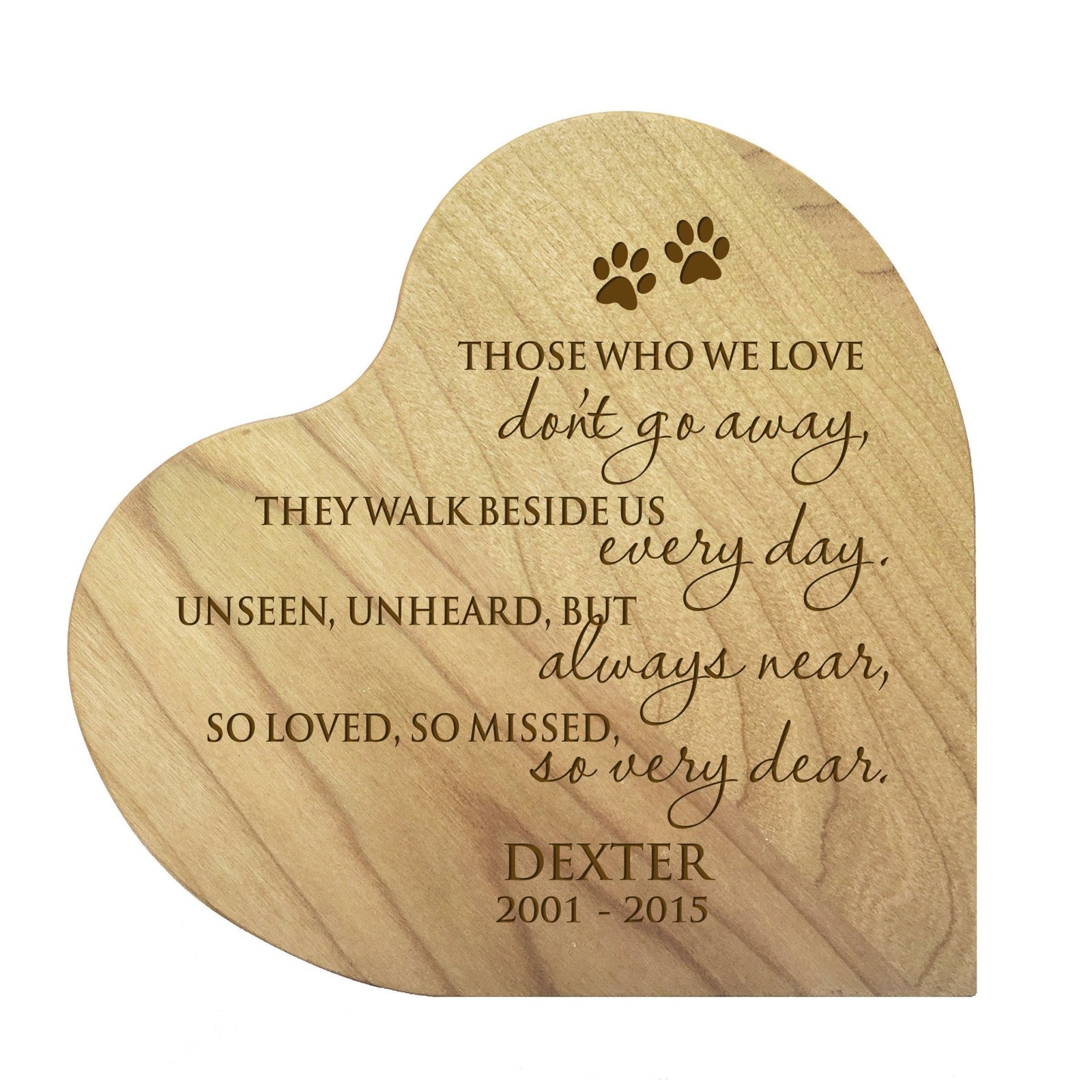 Pet Memorial Heart Block Décor - Those Who We Love Don't Go Away - LifeSong Milestones