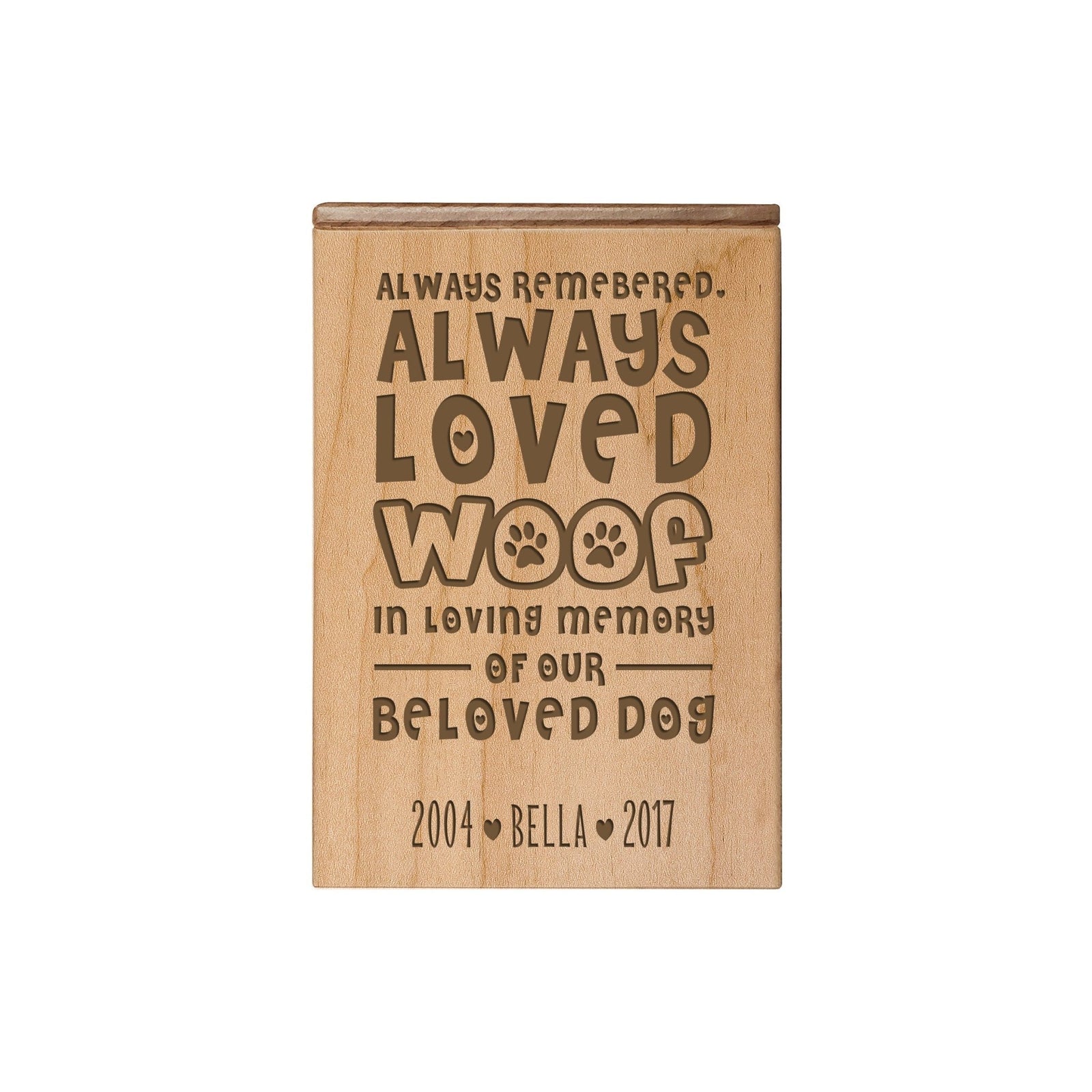 Pet Memorial Keepsake Cremation Urn Box For Dog - Always Remembered, Always Loved - LifeSong Milestones