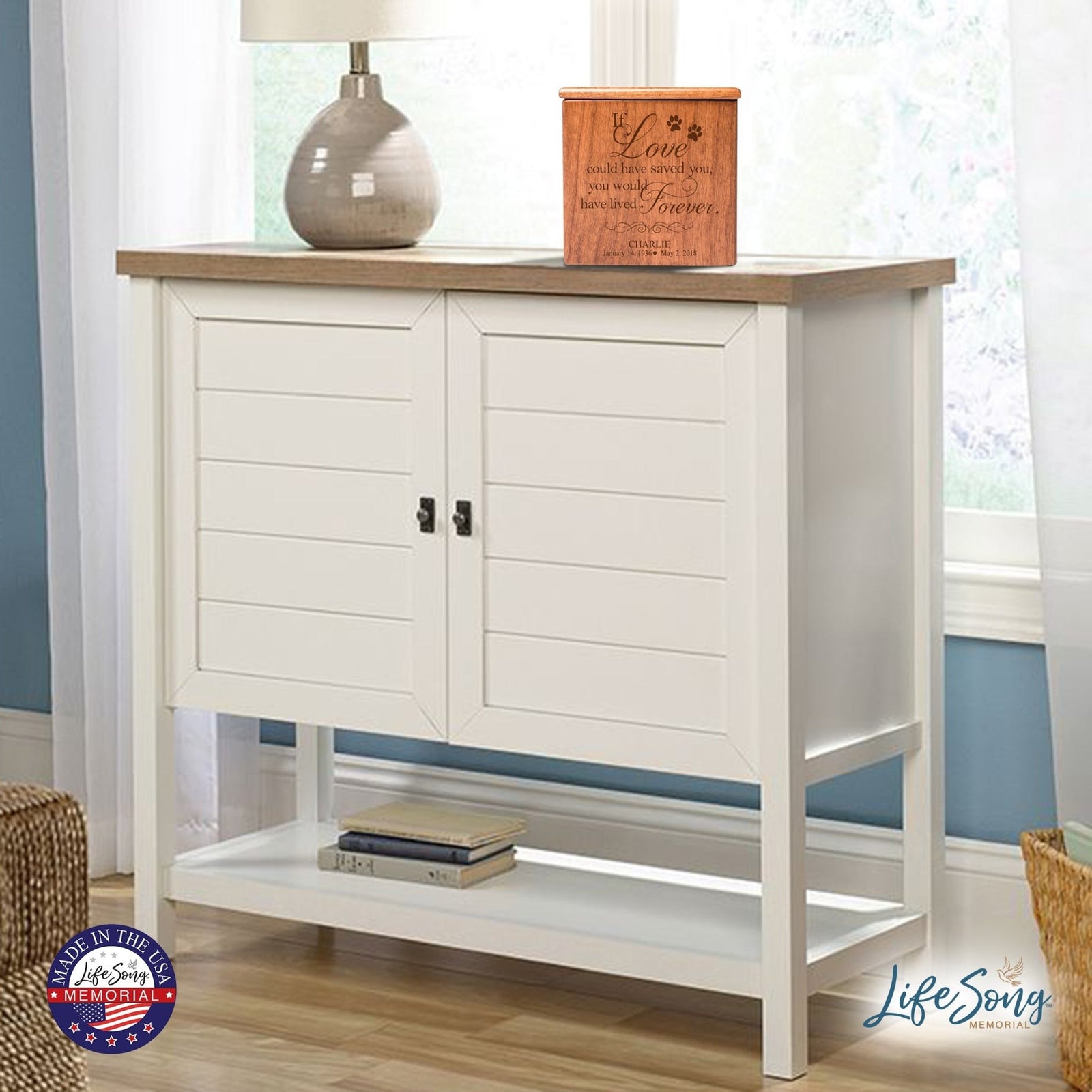 Pet Memorial Keepsake Cremation Urn Box for Dog or Cat - If Love Could Have Saved You - LifeSong Milestones