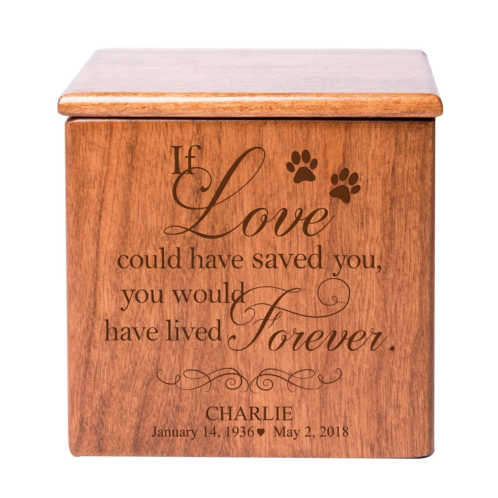 Custom Wooden Keepsake Urn Box for Pet Ashes