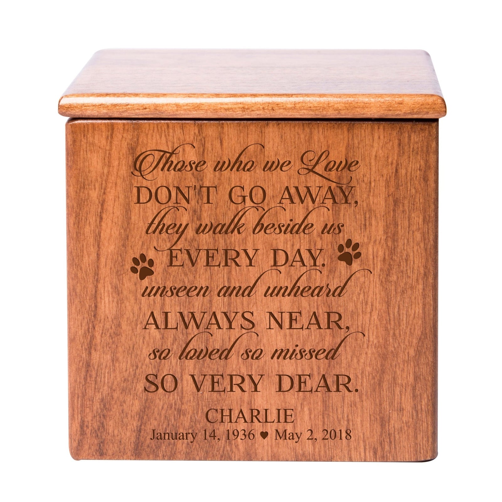 Custom Engraved Funeral Wooden Pet Urns for Dog
