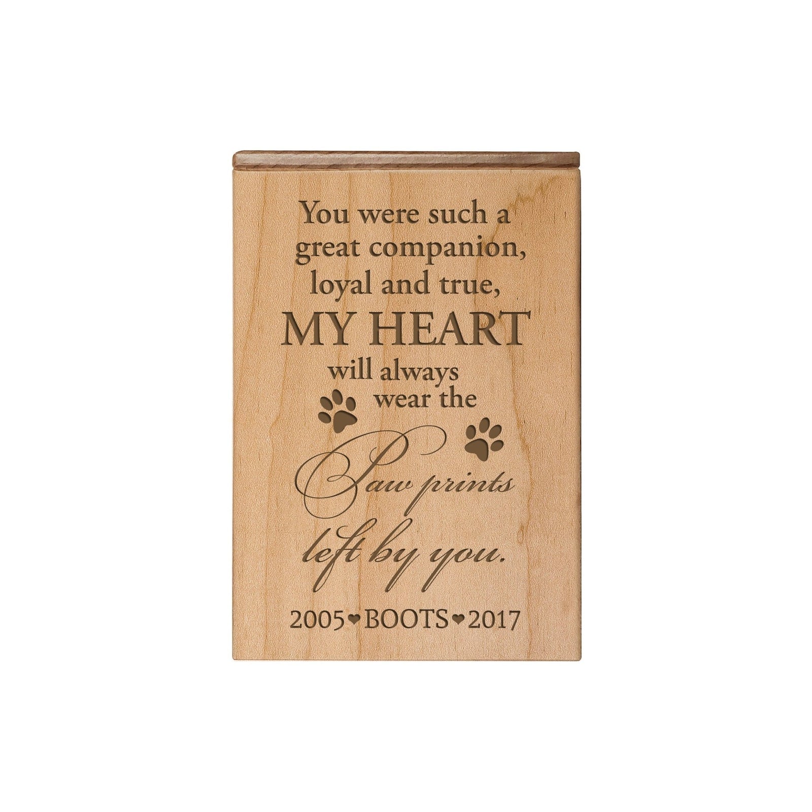 Pet Memorial Keepsake Cremation Urn Box For Dog or Cat - You Were Such A Great Companion - LifeSong Milestones