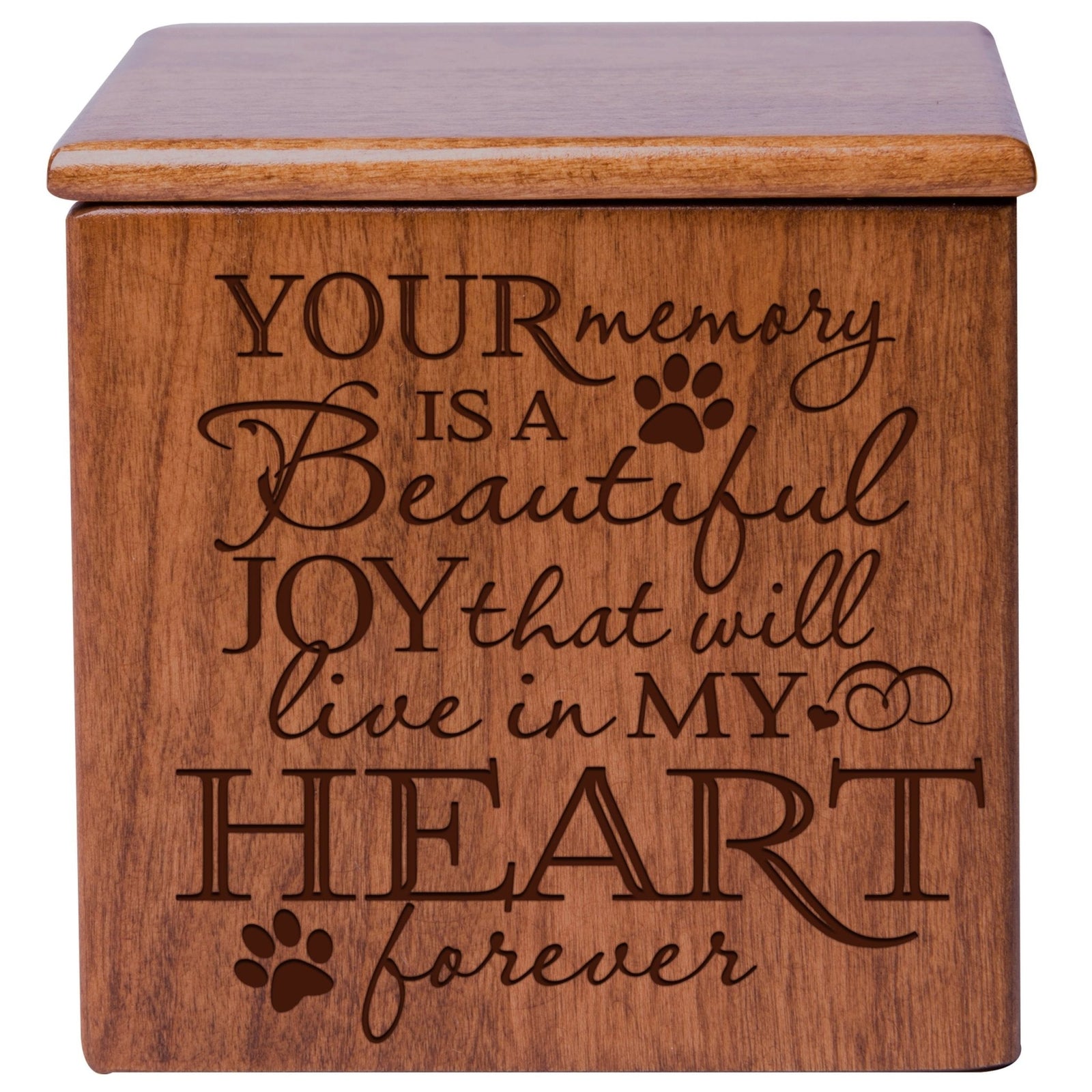 Pet Memorial Keepsake Cremation Urn Box for Dog or Cat - Your Memory Is A Beautiful Joy - LifeSong Milestones
