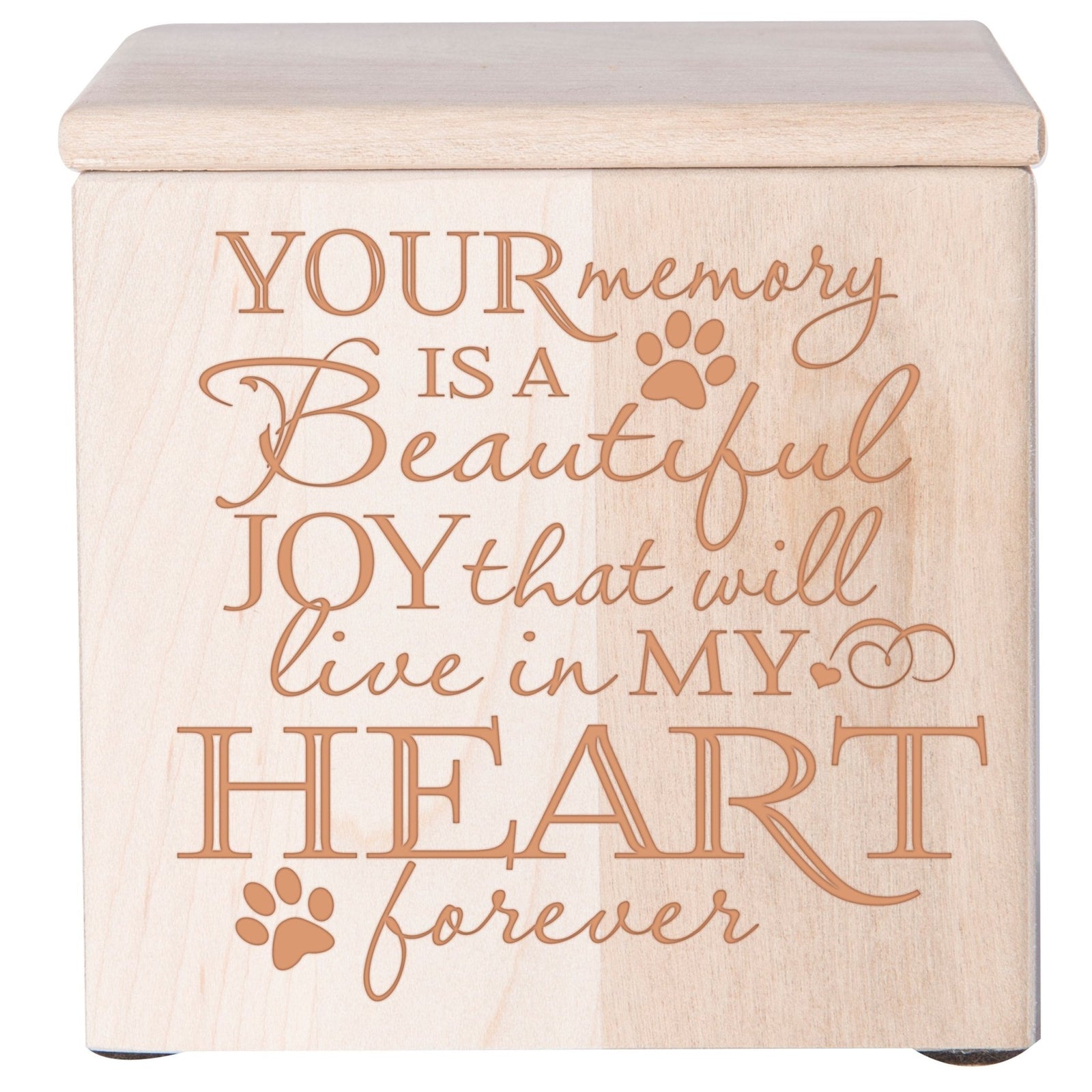 Pet Memorial Keepsake Cremation Urn Box for Dog or Cat - Your Memory Is A Beautiful Joy - LifeSong Milestones