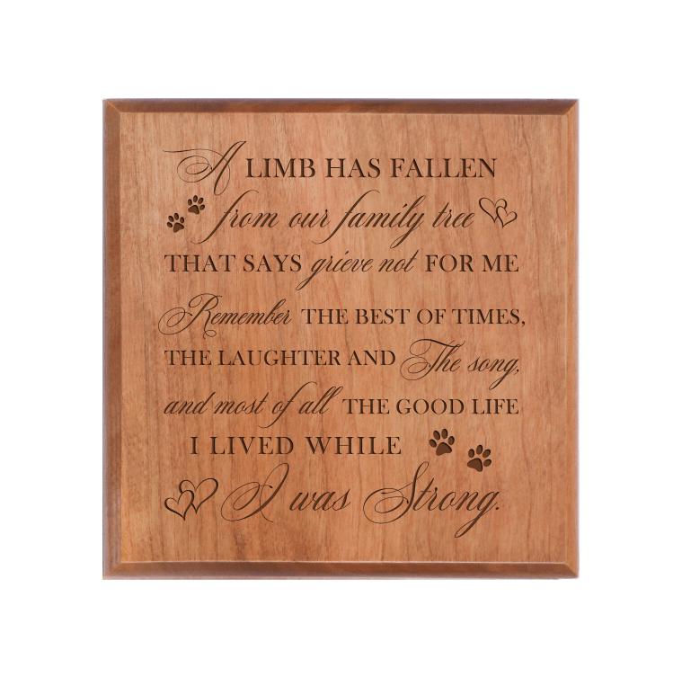Pet Memorial Keepsake Urn Box for Dog or Cat - A Limb Has Fallen From Our Family Tree - LifeSong Milestones