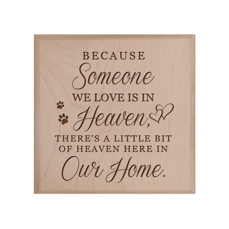 Pet Memorial Keepsake Urn Box for Dog or Cat - Because Someone We Love Is In Heaven - LifeSong Milestones