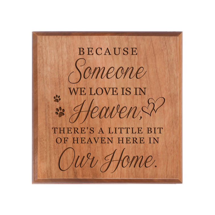 Pet Memorial Keepsake Urn Box for Dog or Cat - Because Someone We Love Is In Heaven - LifeSong Milestones