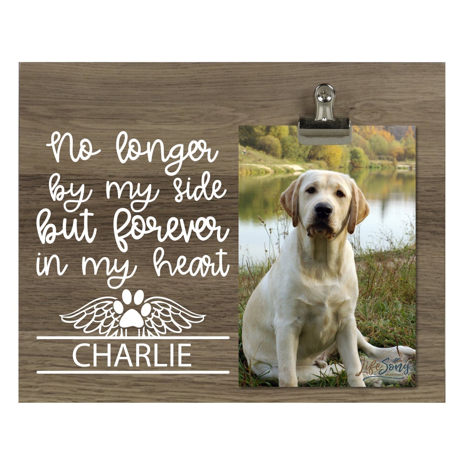 Pet Memorial Photo Clip Board - No Longer By My Side - LifeSong Milestones
