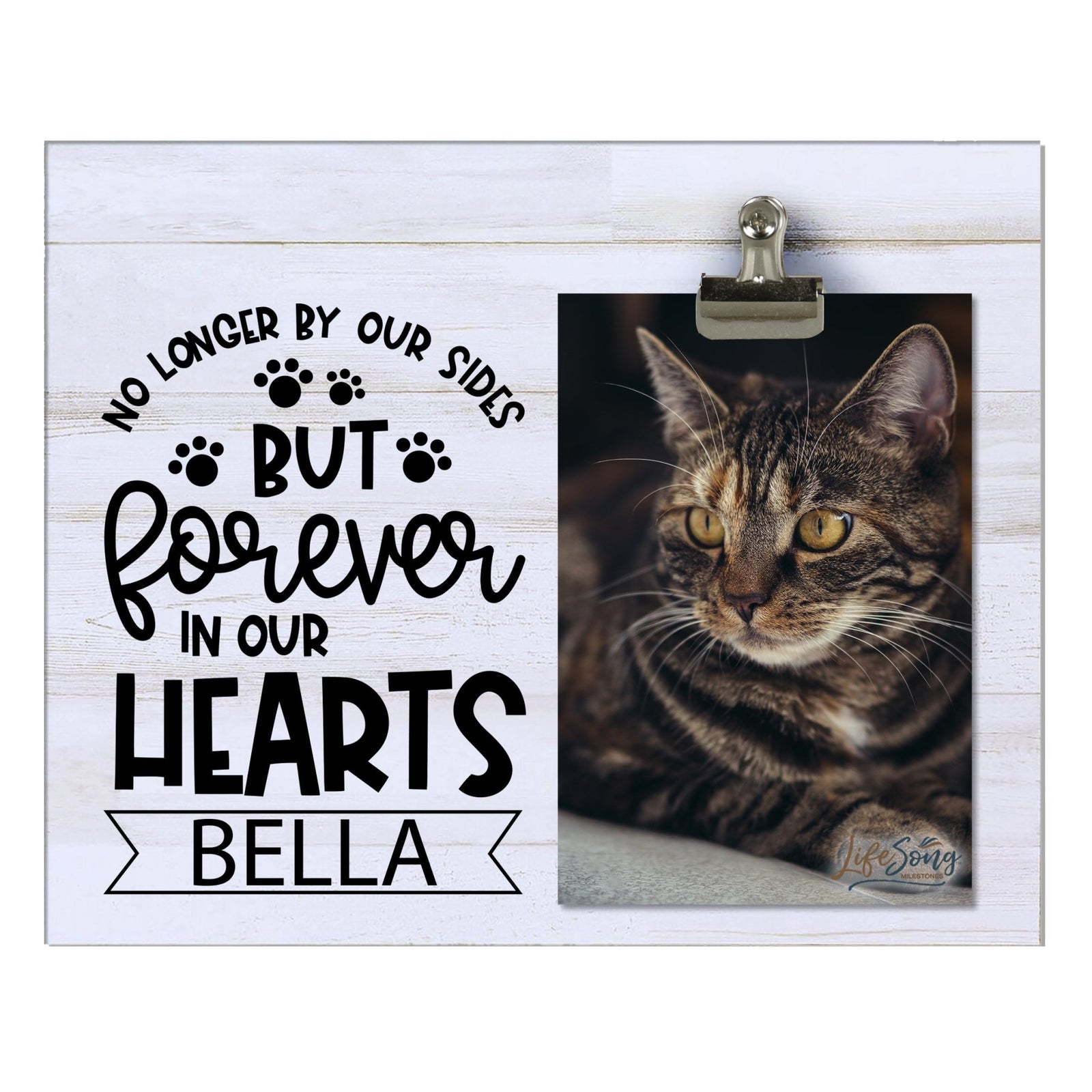 Pet Memorial Photo Clip Board - No Longer By Our Sides - LifeSong Milestones