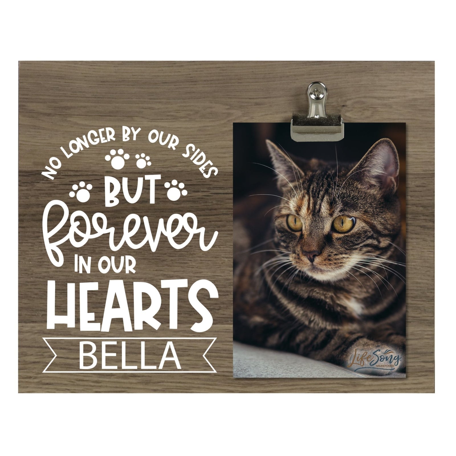 Pet Memorial Photo Clip Board - No Longer By Our Sides - LifeSong Milestones